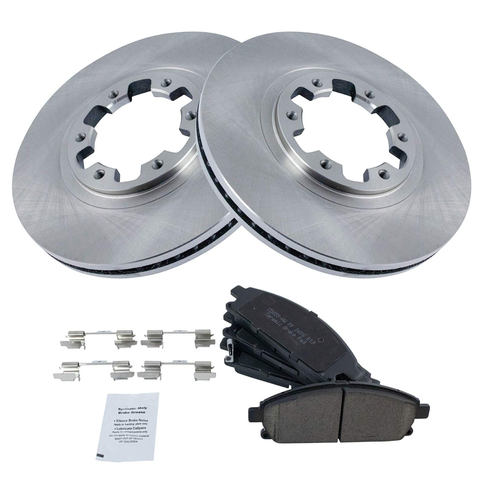 Trq Front Brake Pad & Rotor Kit Brake Pads Brake Rotor Ceramic Compatible With 1998-2003 Infiniti Qx4 1999-2004 Nissan Pathfinde
