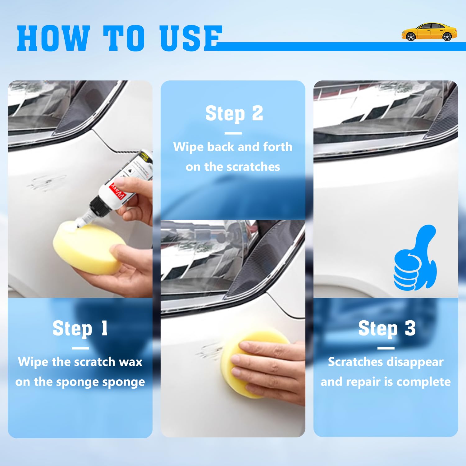 V-Vaxy Car Scratch Repair Wax, Car Buff Out Scratch, Car Paint Scratch Repair, Car Scratch Repair Paste, Car Wax Scratch Kit, Mu