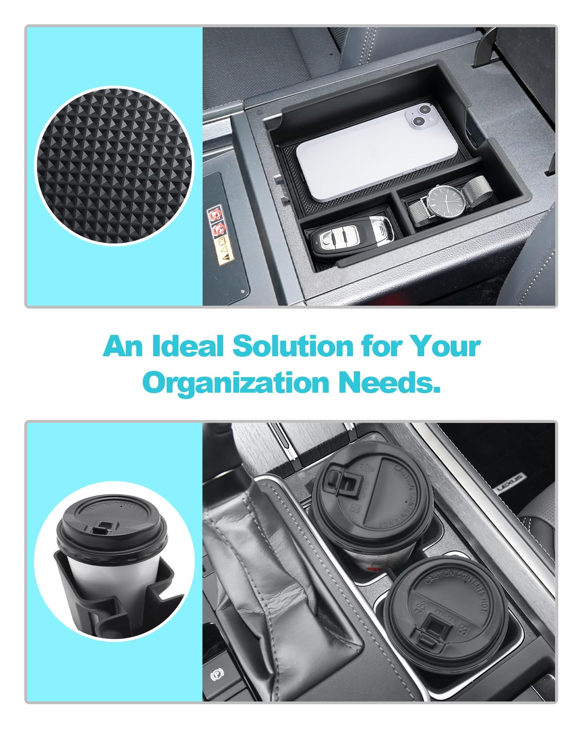 Cdefg 3Pcs Compatible With 2024 2025 Lexus Gx 550 Center Console Organizer Tray Gx 550 Accessories Middle Console Cup Holder Wir