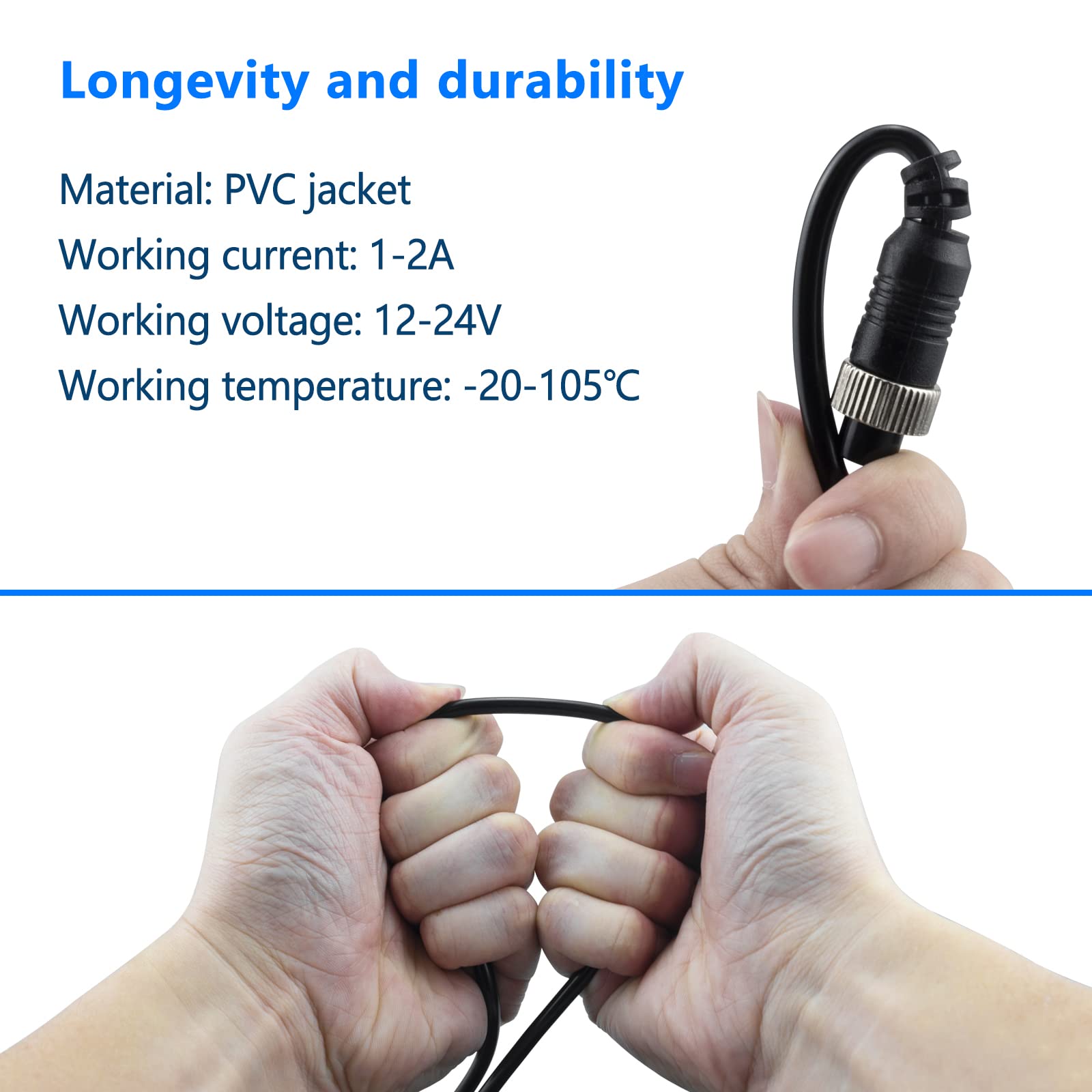 4 Pin Camera Cord Car Video Aviation Extension Cable,Lonlonty 50Ft Backup Camera Extension Cable Dash Cam Rear View For Cctv Rea