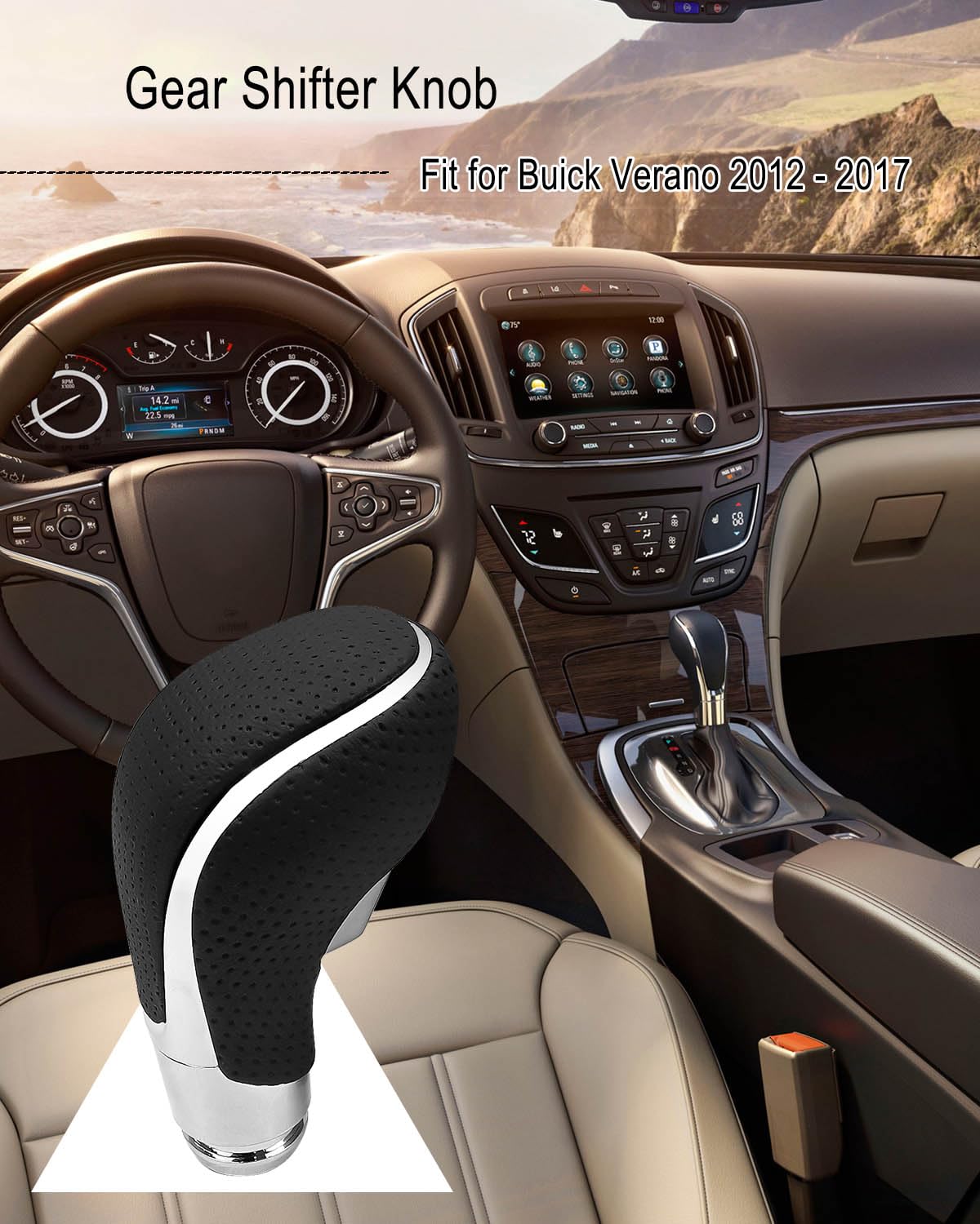 Augrex Gear Shifter Knob For Buick Verano 2012-2017 Gear Shift Knob Leather Car Stick Lever Handle Shifter Head Transmission Gea