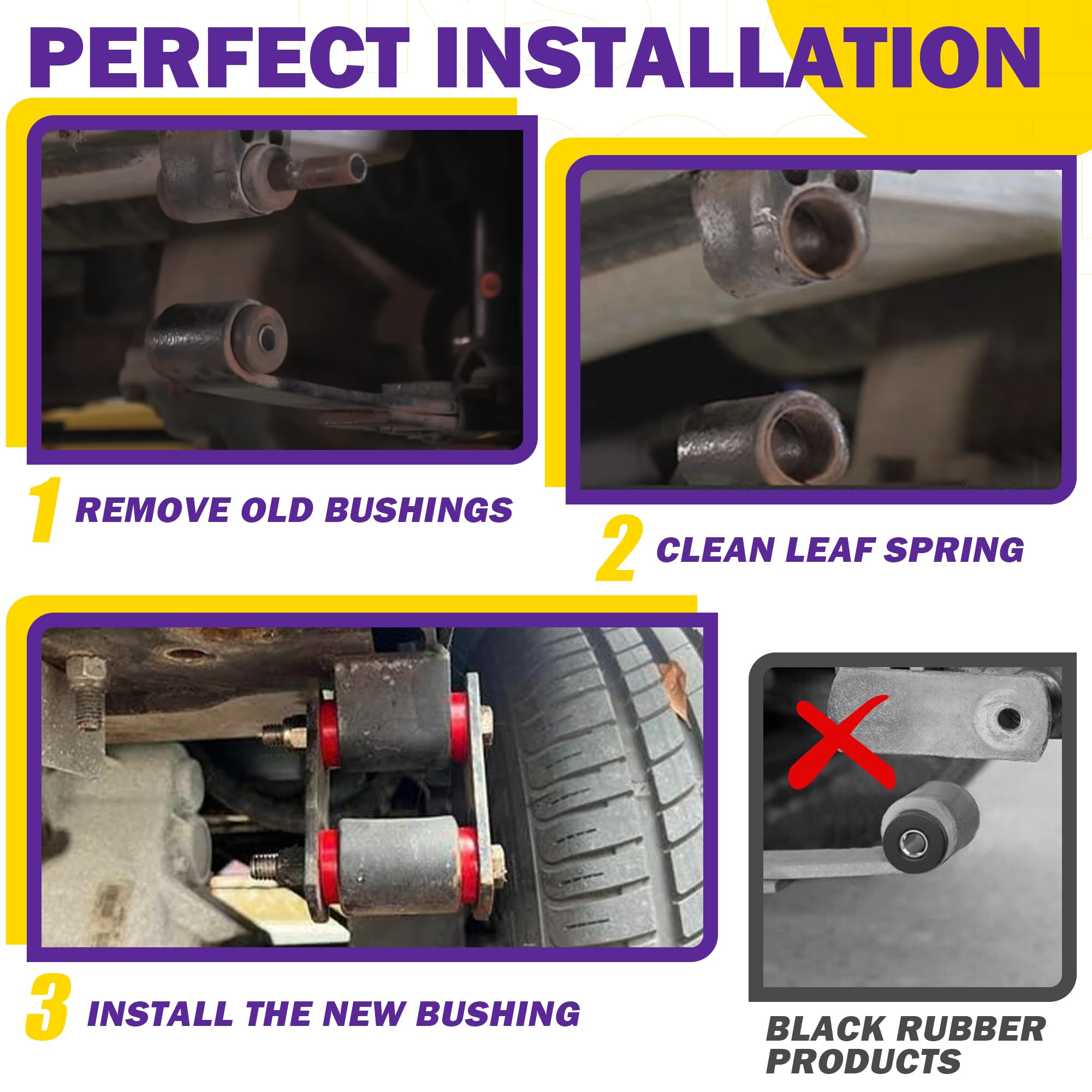 Ezgo Txt Spring Bushing Kit, Golf Cart Leaf Spring Shackles Polyurethane Bushing Sleeve For 1994-Up Ezgo Txt/Medalist And 1981-Up Club Car Ds, Replace Parts Oe 70289-G02 70291G-01 1015583 1012303