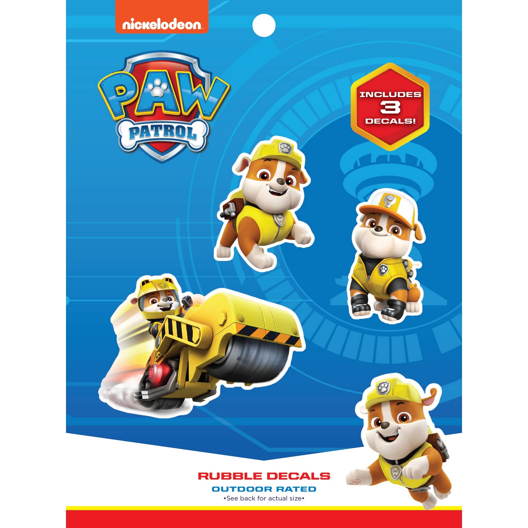 Paw Patrol Rubble Decals - Set Of 3 Rubble Stickers For Kids And Adults - Vinyl Decals For Laptop, Tumbler, Water Bottle, Vehicles - Nickelodeon Stickers