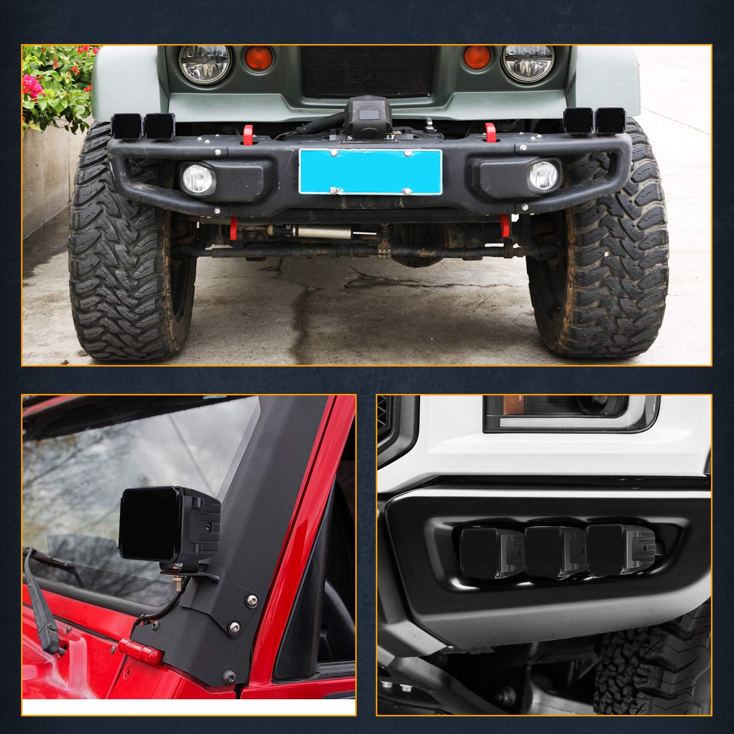 Black Led Cube Light Covers, Nirider 2Pcs 3 Inch Light Bar Covers For Square Led Pods, Work Lights, Off Road Lights, Driving Lights, Fog Lights