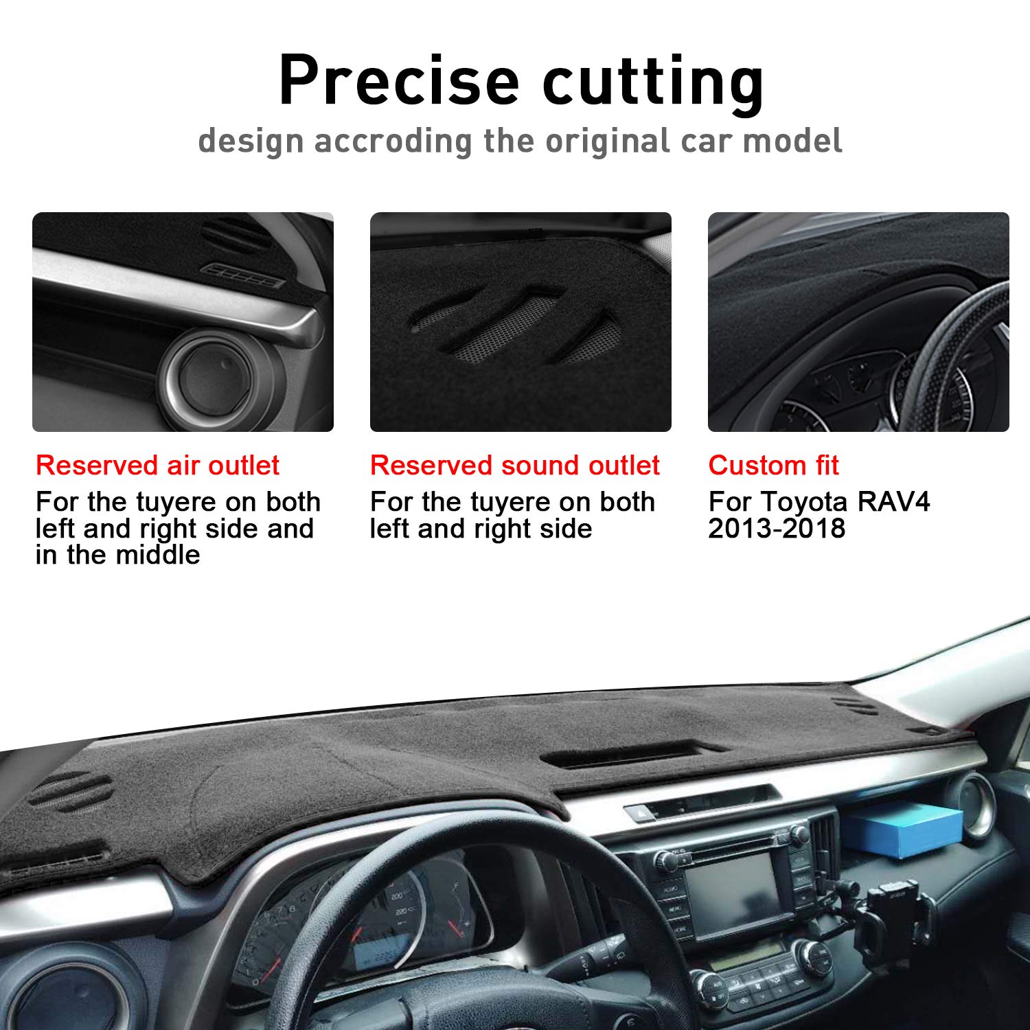 Remoch For Toyota Rav4 Accessories 2018 2017 2016 2015 2014 2013 Dash Cover Dashboard Cover Mat Custom Fit Center Console Cover