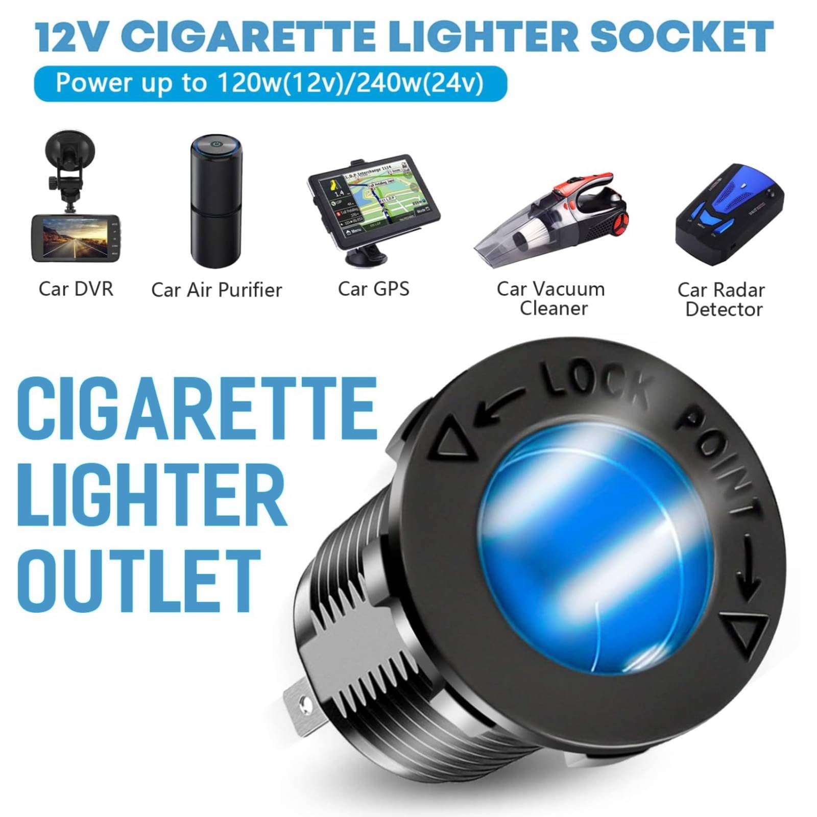 [Upgraded] Cigarette Lighter Socket Outlet Splitter, Quick Charge 3.0 Usb Charger Power Outlet With Led, 12V Usb Outlet Marine W