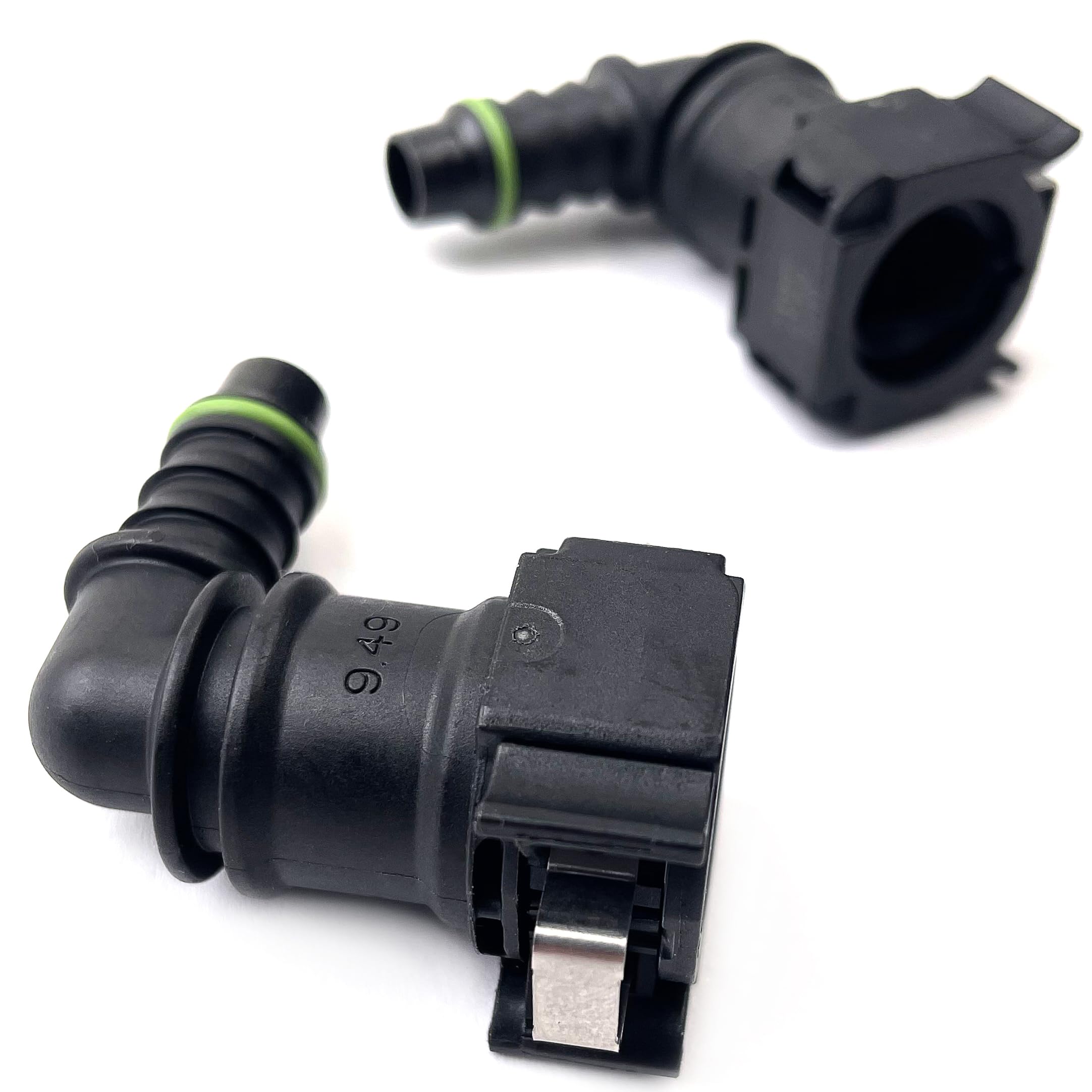 Fuel Line Quick Connector 3/8 Bundy Female To Barb 90 Degree Adapters Fit For 3/8 Steel To 5/16 Id Nylon Tubing, Pack Of 2