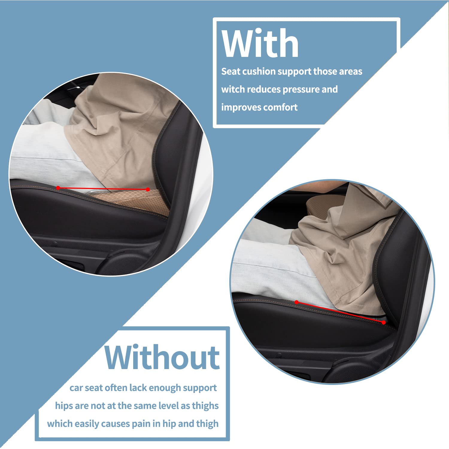 Kingleting Car Seat Cushion, Memory Foam Seat Pad For Sciatica And Lower Back Pain Relief, Seat Cushion For Car Seat Driver (Bei