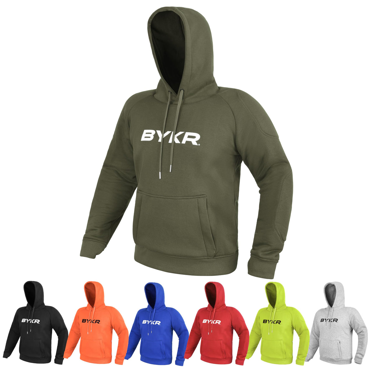 BYKR Motorcycle Hoodie for Men & Women Biker Motorcycle Jackets Breathable Motorbike Riding Sweatshirt All Weather CE Armored (M