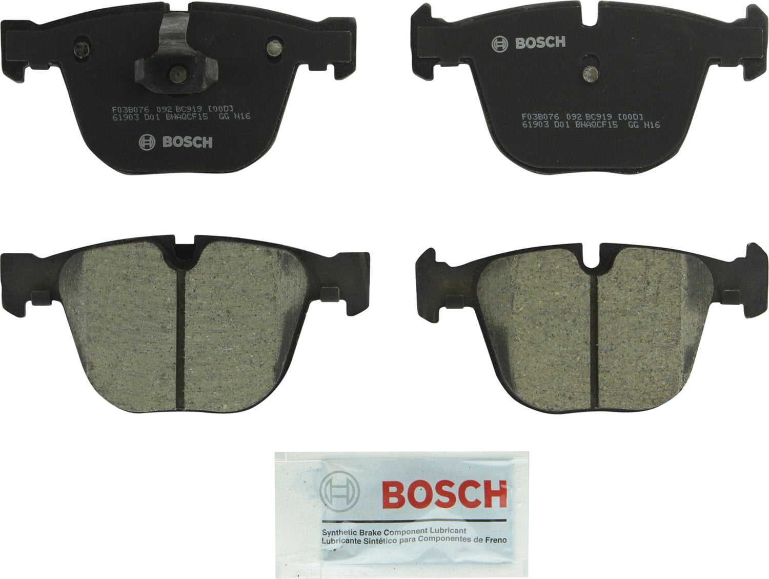 BOSCH BC919 QuietCast Premium Ceramic Disc Brake Pad Set - Compatible with Select BMW 535i, 545i, 550i, 645Ci, 650i, 745i, 745Li