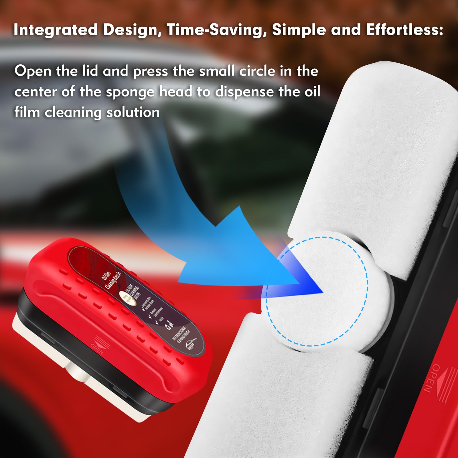 NONENDU Automotive Oil Film Cleaning Brush, Car Glass Oil Film Cleaner, Anti-Rain Fog Car Glass Cleaner, Car Windshield Cleaner