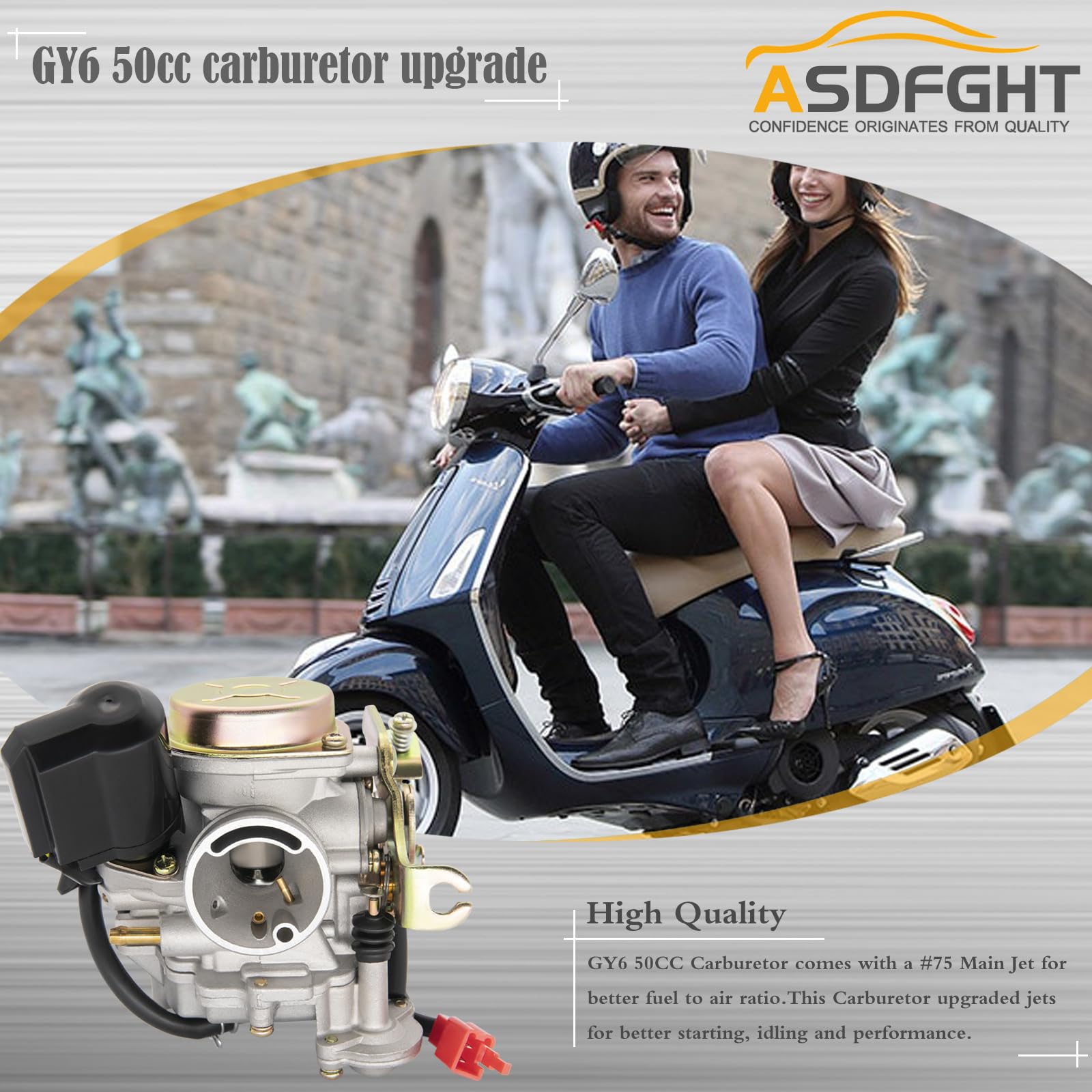 139QMB Carburetor Fit for 49CC 50CC GY6 4 Stroke Scooter Taotao Kymco Go Kart PD18J PD19J Moped Engine 18mm carb+ Intake Manifol