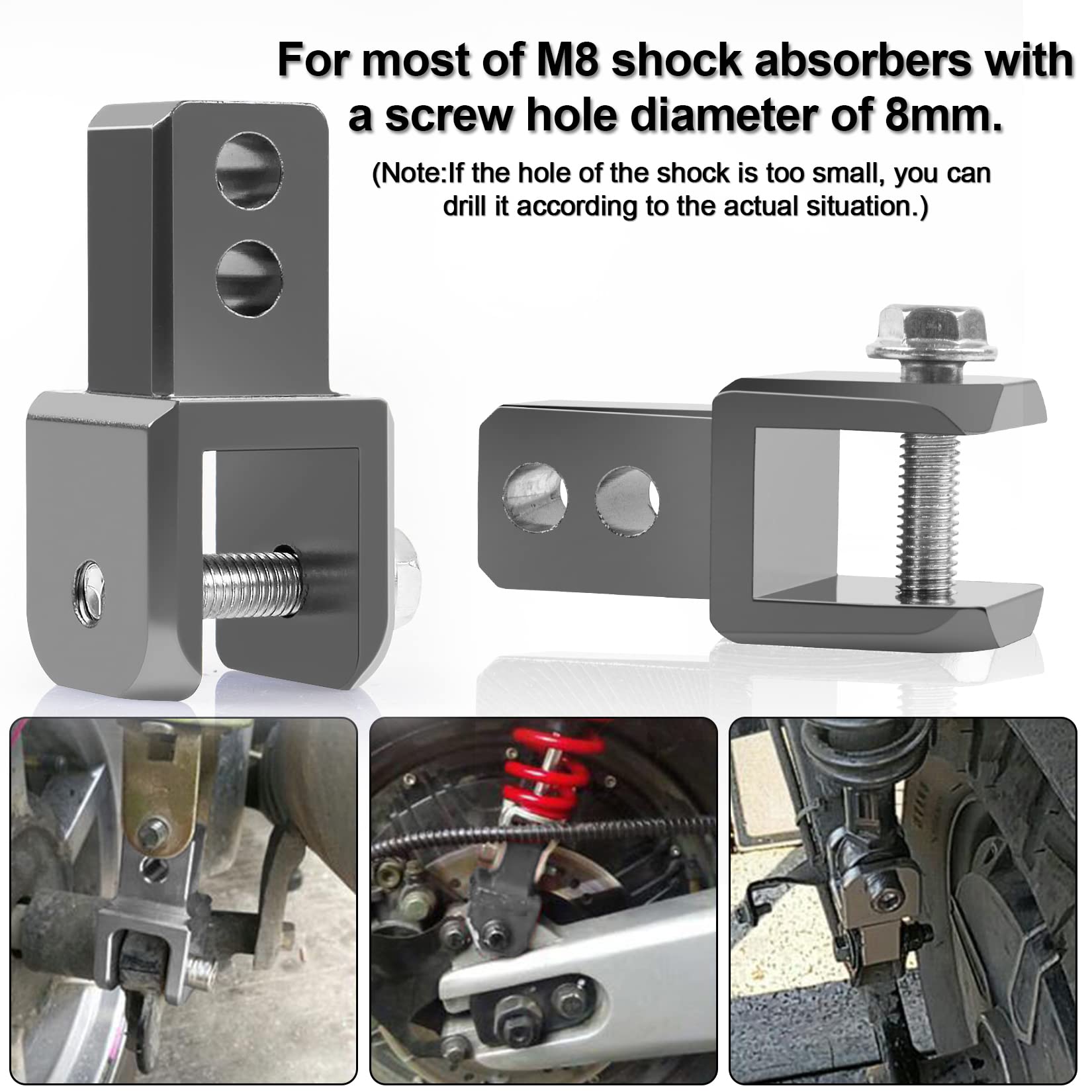 psler M8 8mm Titanium Rear Shock Extender Absorbers Motorcycle Riser Adapter with Screws - High Damping Device for Enhanced Performance