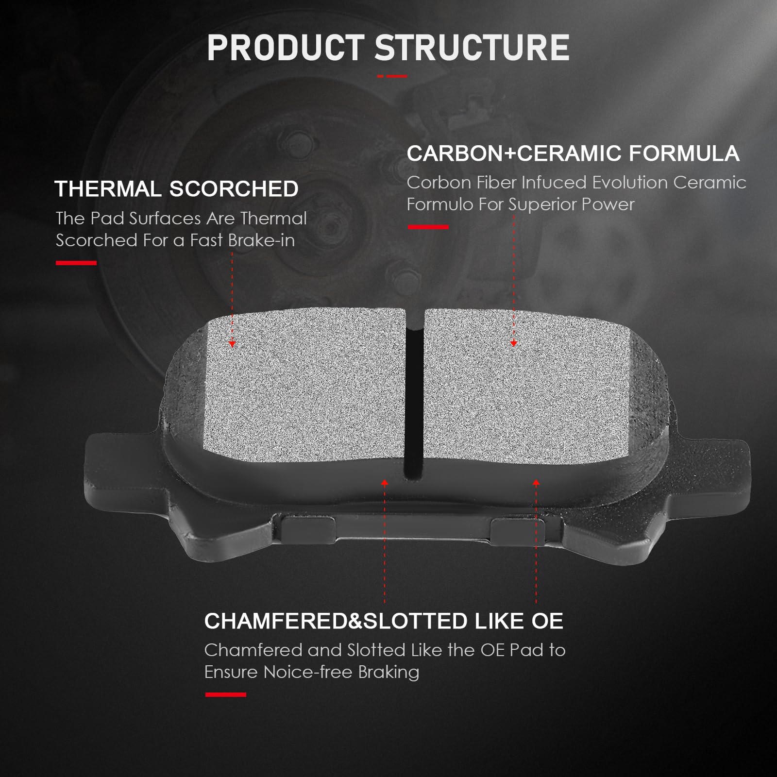 Cciyu D906 D828 Ceramic Front Rear Brake Pad Set Fit For 2005-2007 For Toyota Avalon,2005-2006 For Toyota For Camry,2004-2008 Fo