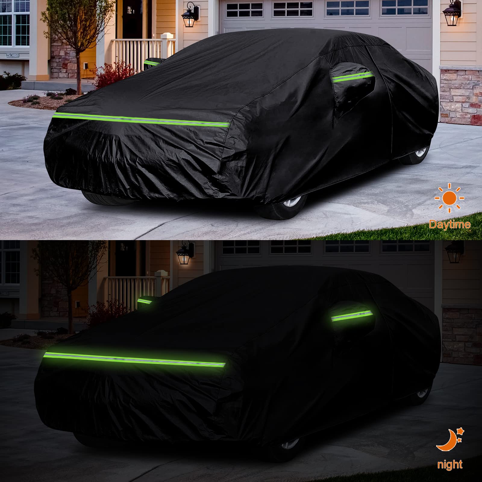 sportuli Waterproof Car Cover for 2010-2025 Chevy Camaro, 6 Layers All Weather Protection, Custom-fit with Zipper Door, Black