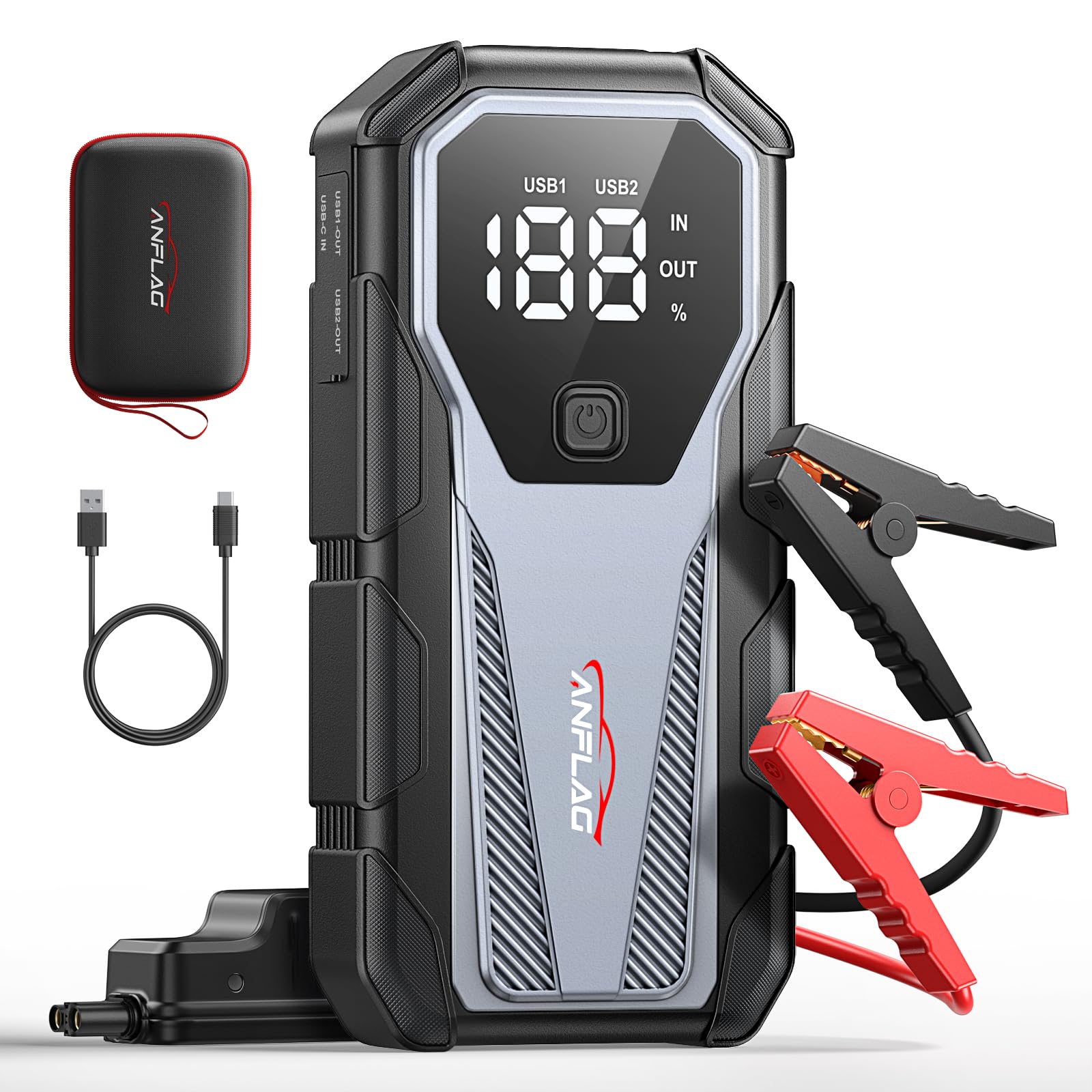 ANFLAG Car Jump Starter 4500A 12V Battery Pack, 16800mAh Portable Jump Box for 10L Gas/9L Diesel Engines, with Smart Jumper Cabl