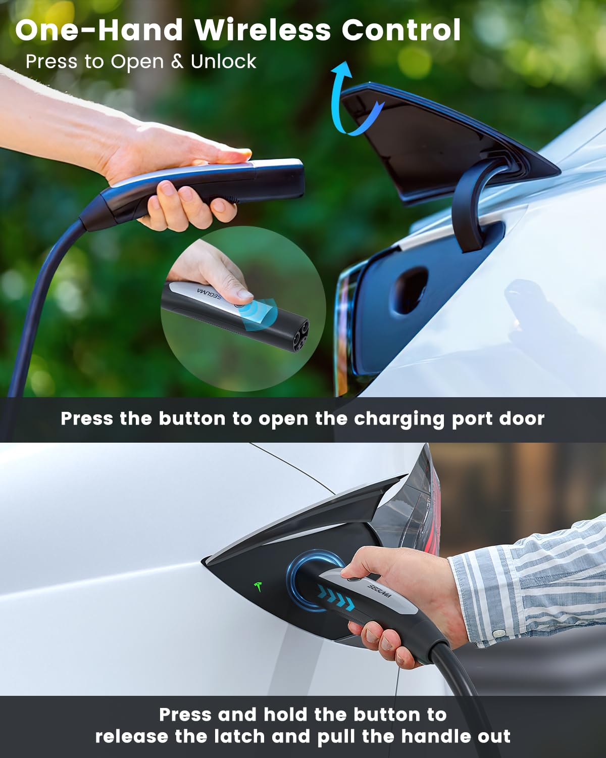 SEGUMA NEMA 10-30 Level 2 Tesla Charger-24A 240V, 25FT Extension Cable, Adjustable Current(10-24A)-Portable Home Mobile EV Charg