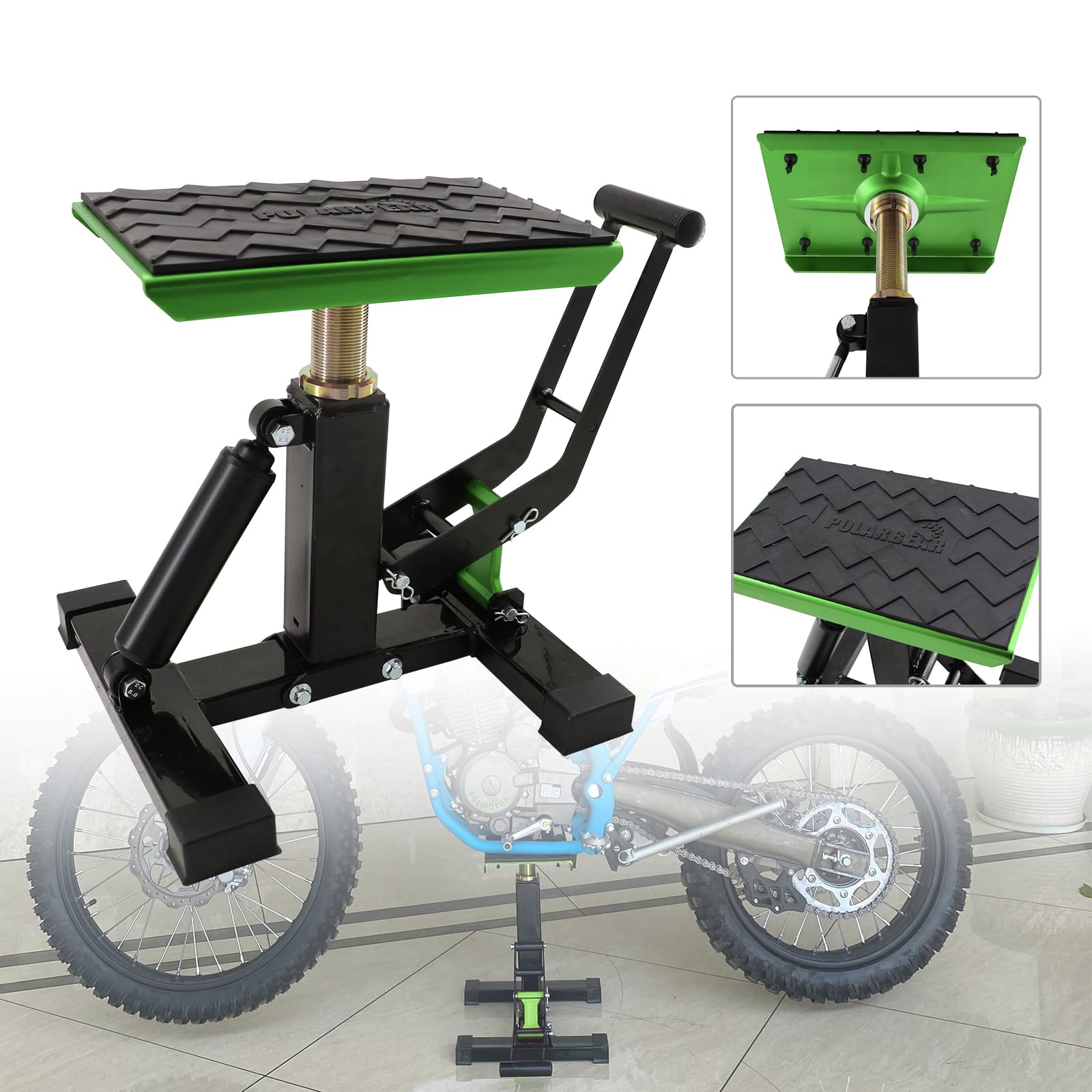 Polarbear Dirt Bike Stand And Lift Motorcycle Hydraulic Jack Stands1200Lbs Capacity Adjustable Height Quick Jack For Maintenance(Green)