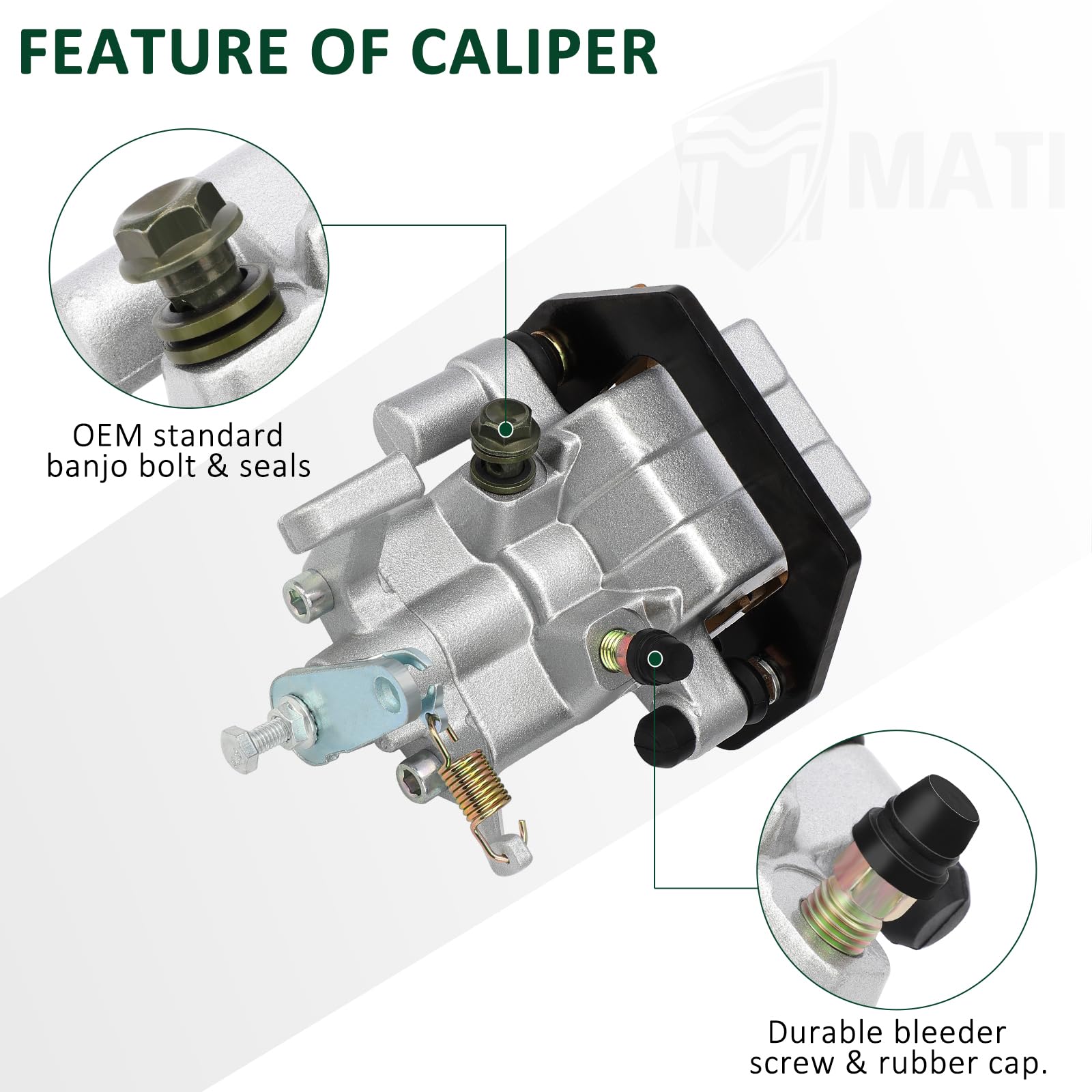 M Mati Rear Brake Caliper Assembly For Yamaha Rhino 450 Yxr450 2006-2009 Rhino 660 Yxr660 2004-2007 Hisun Utv 500 700 Msu Massimo Bennche Utv With Pads