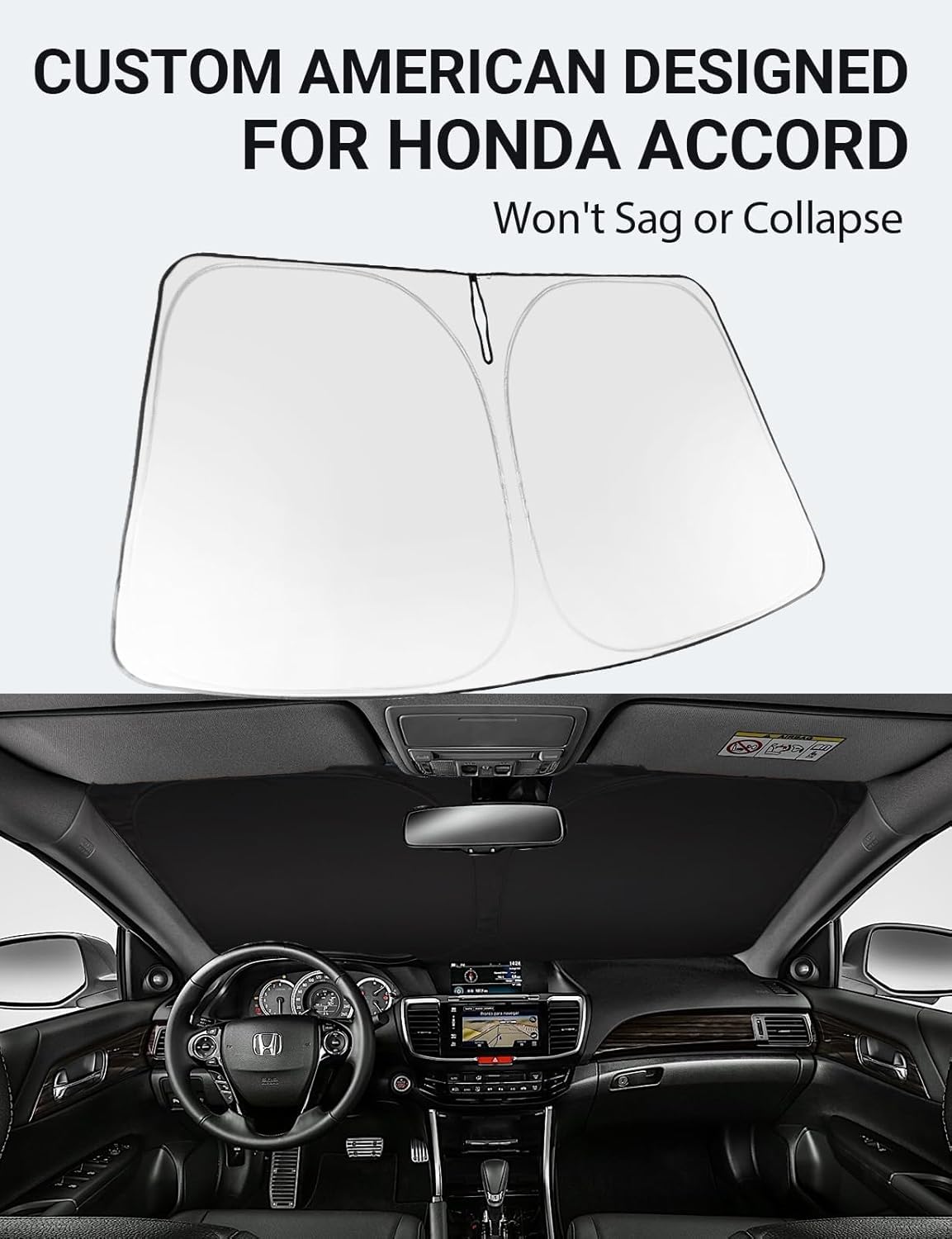 Proadsy 2025 Upgrade Windshield Sun Shade Custom Fit 2008-2012 Honda Accord Foldable Front Sunshade Protector Sun Visor Blocks U