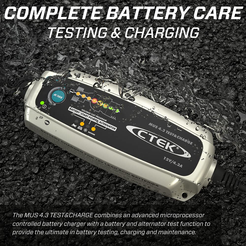 Ctek (56-959) Silver Mus 4.3 Test & Charge 12 Volt Fully Automatic Charger And Tester