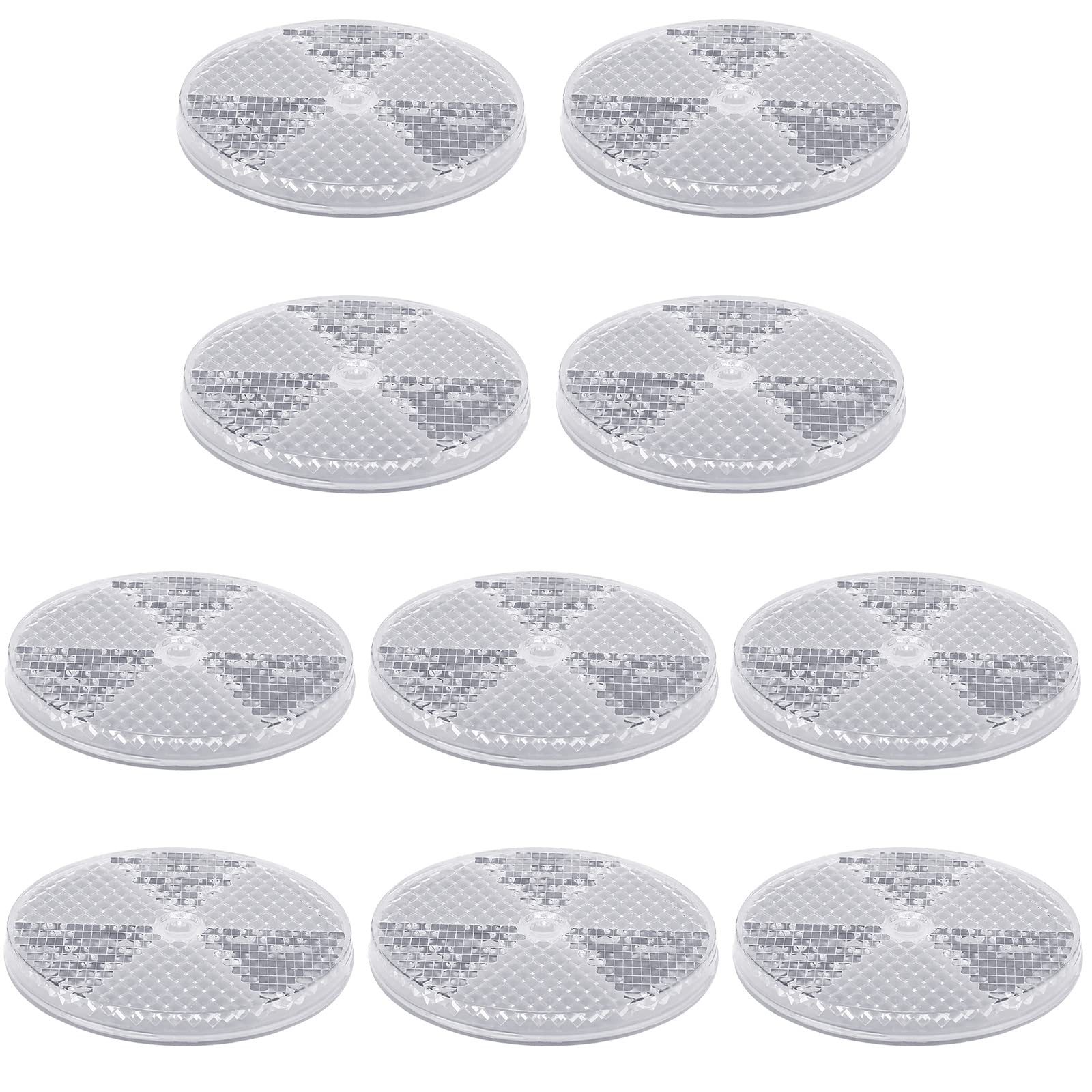 10 Pack Front Reflector Round Reflector For Driveway Fence Gate Posts Trailers Safety Reflectors Automobiles Boats Mailboxes Reflector With Center Mounting Hole (White)