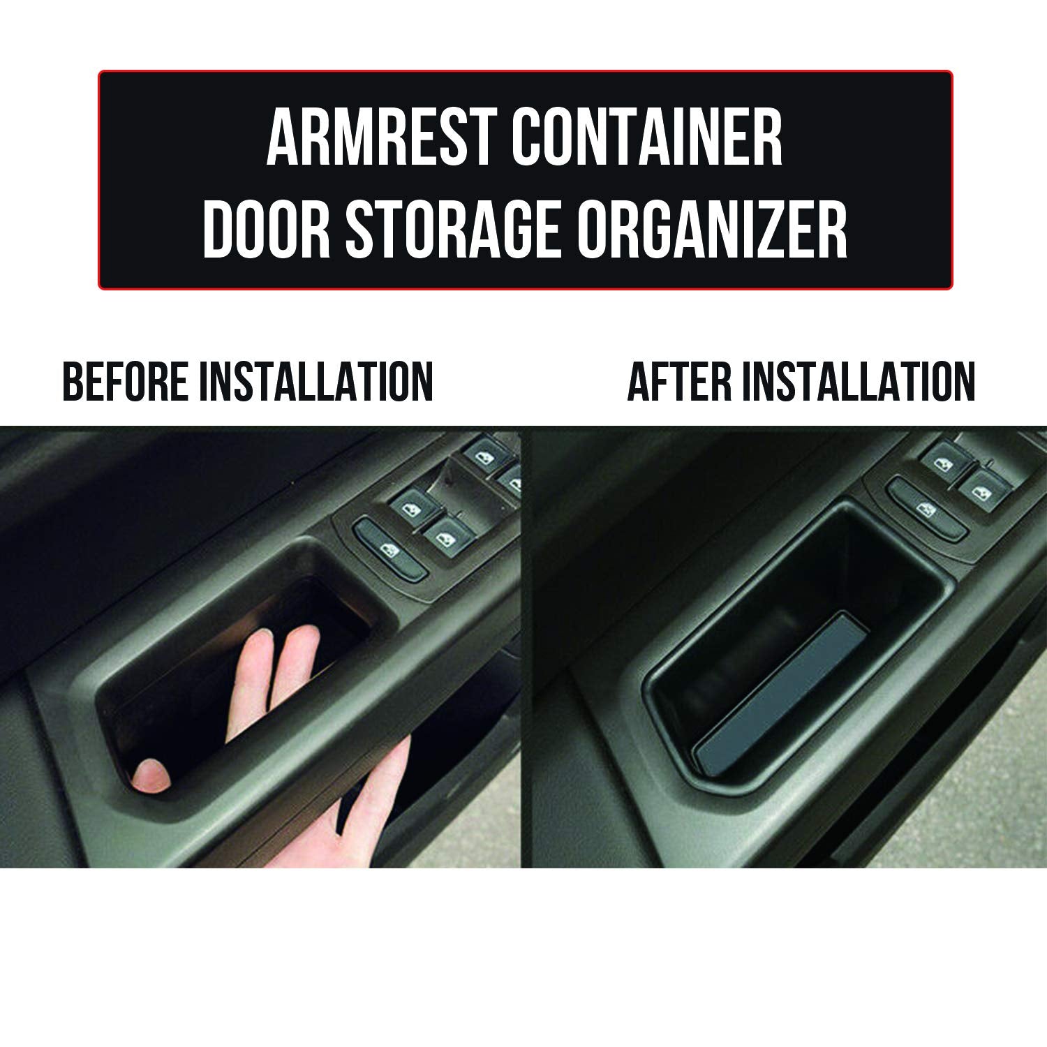 Citumo 4PK Armrest Container Door Storage Organizer Box Tray Handle for VW Volkswagen Atlas 2018-2022 Atlas Cross Sport (2 Front