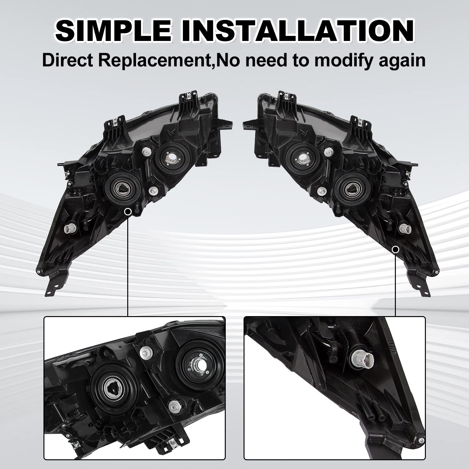 Ecotric Headlight Assembly Compatible With 2010-2013 Mazda 3 Front Lamp Headlamp Corner Projector Replace For Ma2518130, Ma25191