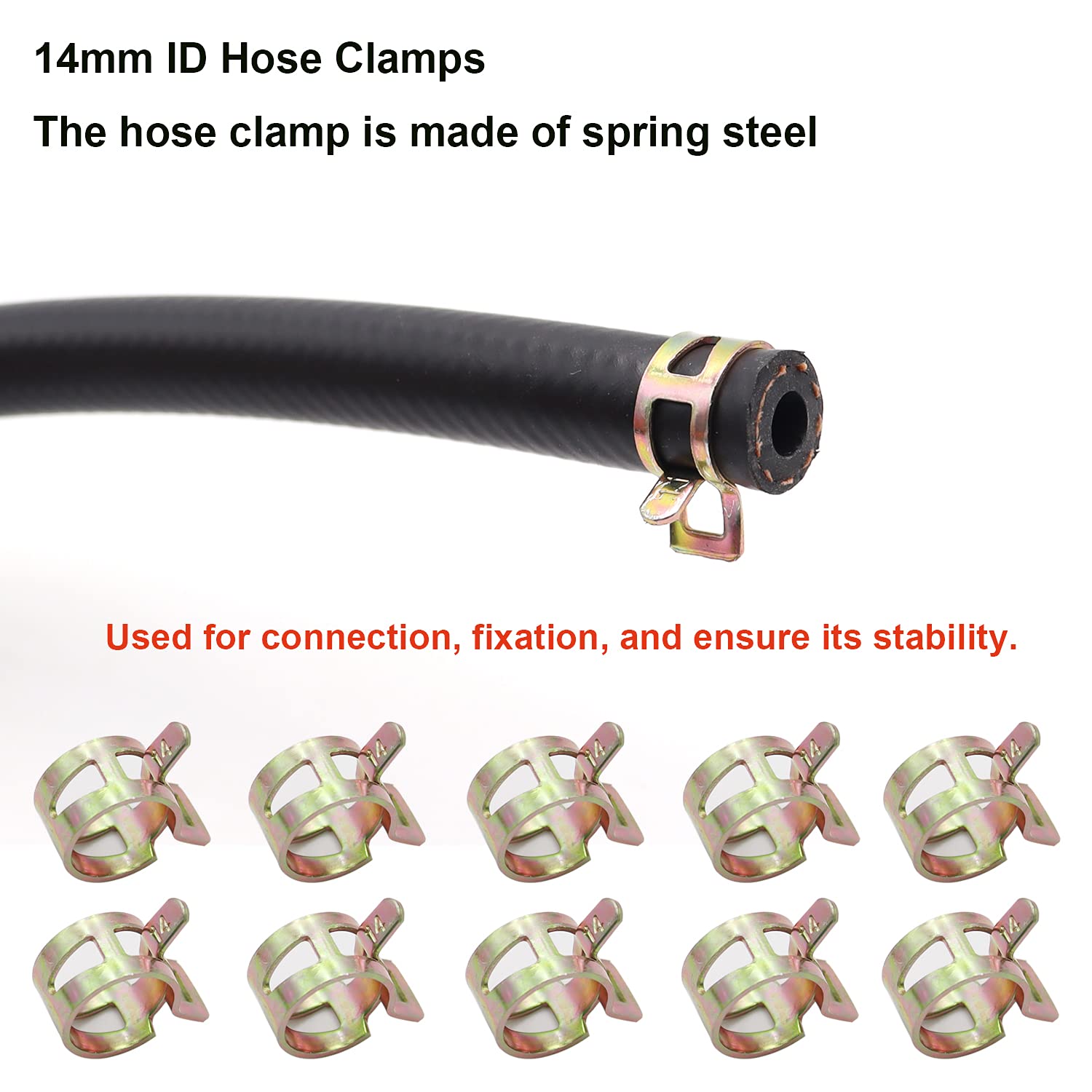 Taiss Id Fuel Line Kit, 5/16" (8Mm), 6-Foot (2M) Fuel Line Hose + 10Pcs 14Mm Id Hose Clamps. Suitable For Small Engines: Tractors, Mowing Machine, Snow Machine, Etc.