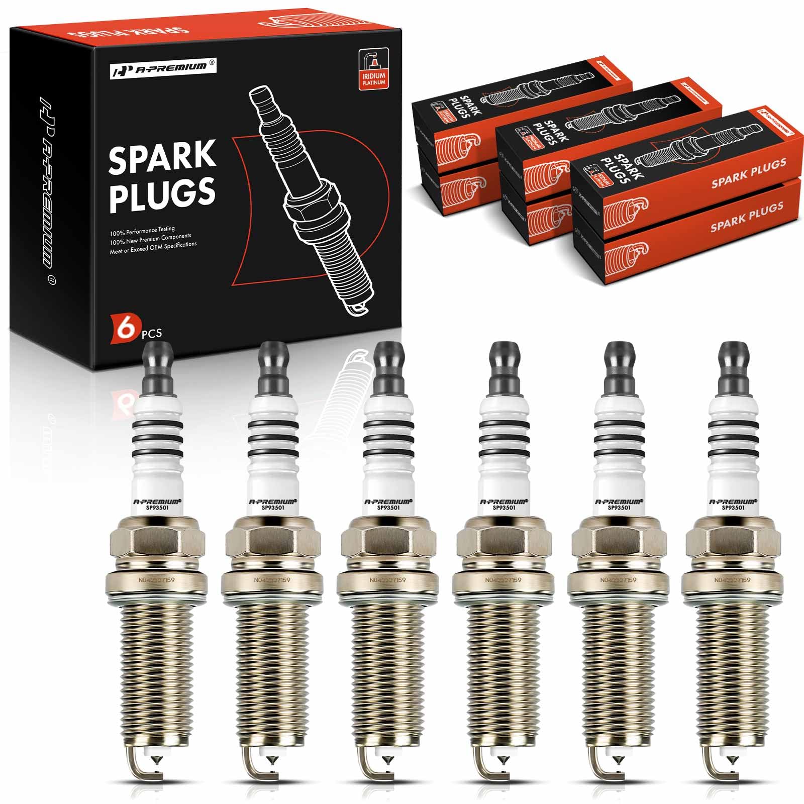 A-Premium Iridium Platinum Spark Plugs 93501 Lkar7Bix-11S (Pack Of 6) Compatible With Nissan Altima 2007-2018, Murano 2009-2020,
