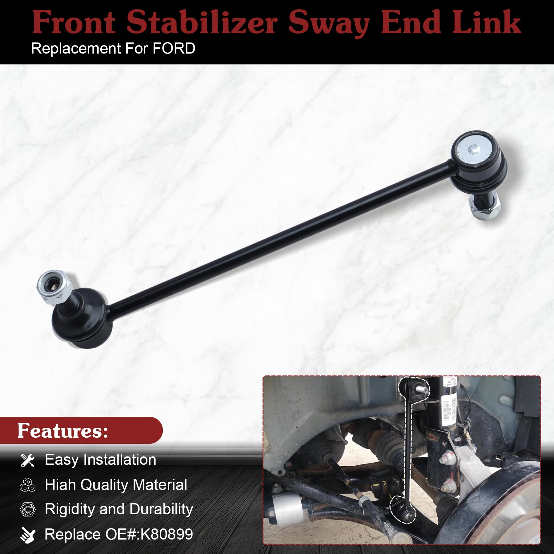 Stiueoav K80899 Sway Bar Link - Front Stabilizer End Link Compatible With 2005 2006 2007 2008 2009 2010 2011 2012 2013 2014 Ford