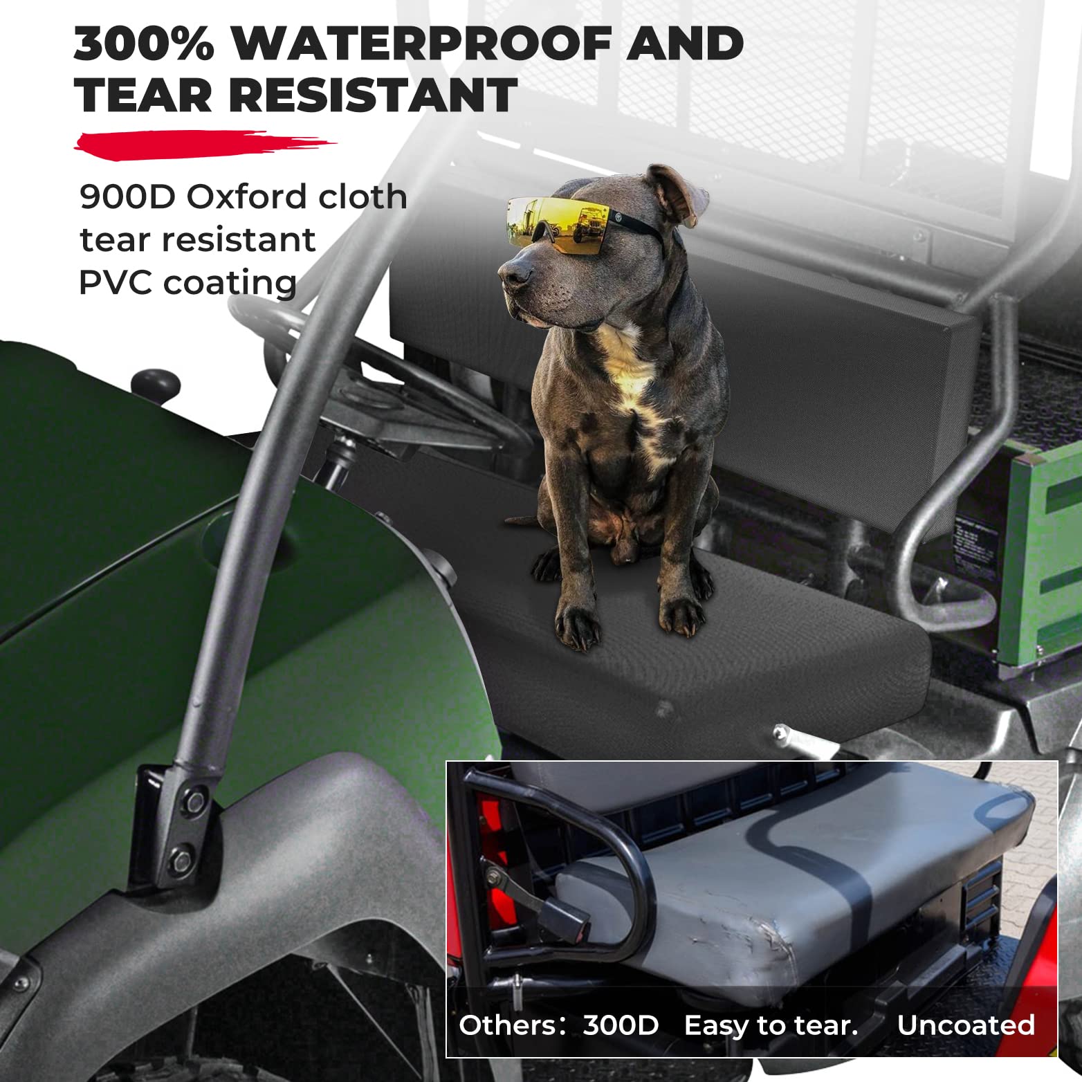 Kemimoto Mule Seat Cover Compatible With Kawasaki Mule 3000 3010 3020 4000 4010 2001-2023 2025 Utv Bench Seat Cover Set Anti-Scr