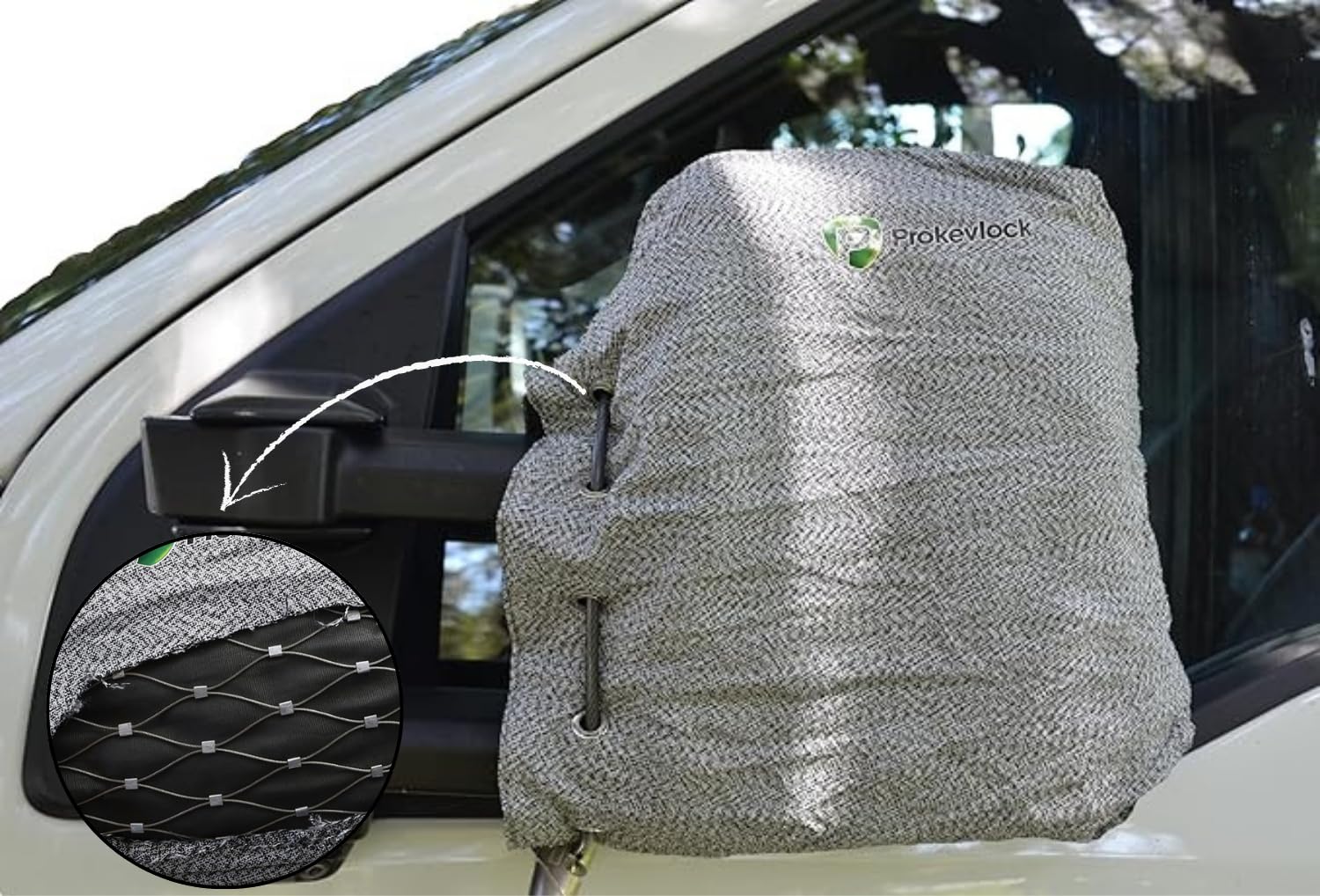 New & Improved Prokevlock Vehicle Side Mirror Covers Set With Anti-Theft Lock, Uhmwpe, Hppe, 304 Cres Steel Mesh, Fits All Vehic