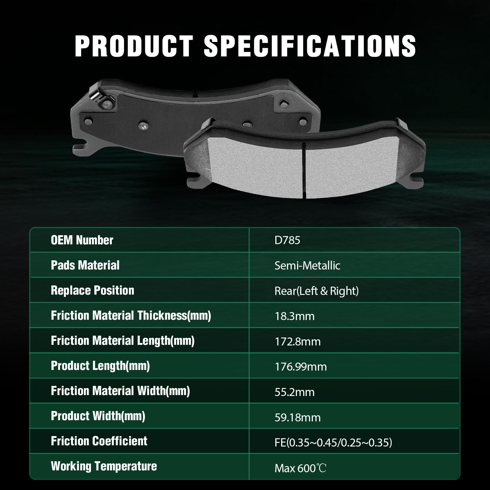 Automuto 8Pcs Front & Rear Disc Brake Pads Set D785 D834 For Cadillac Escalade Escalade Esv Escalade Ext For Chevrolet Avalanche