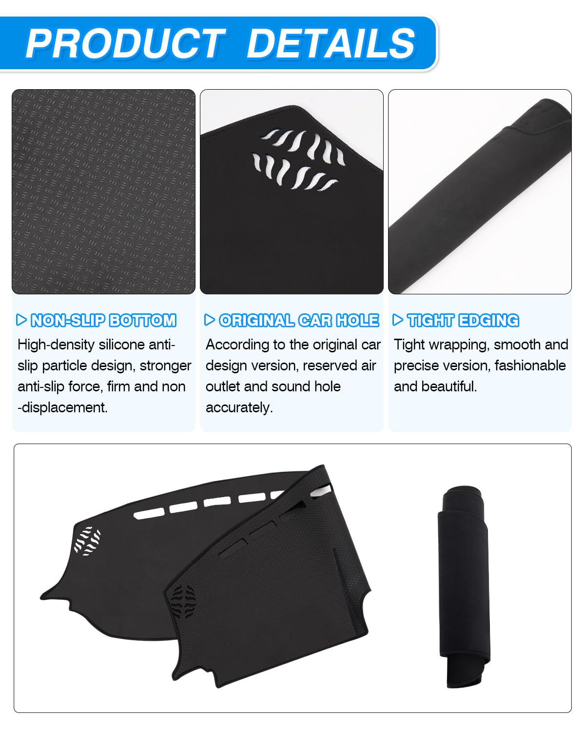 Dashboard Cover Compatible With Dodge Ram 1500 2500 3500 2019-2024 2025 Accessories Dash Cover Nonslip Dash Board Carpet Anti-Gl