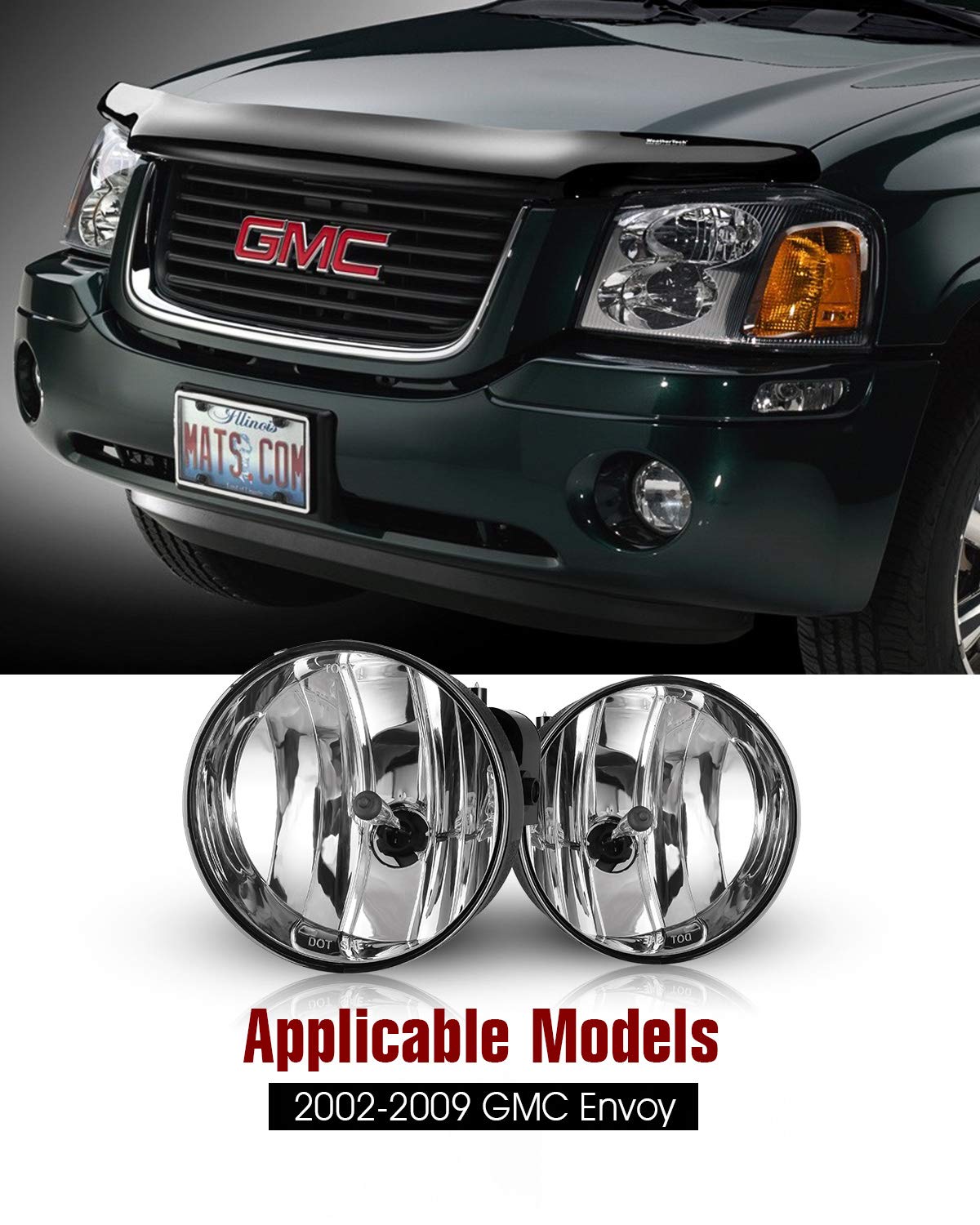 Autowiki Fog Lights For 2002-2009 Gmc Envoy Oem Replacement Fog Lamps 2Pcs With Clear Lens