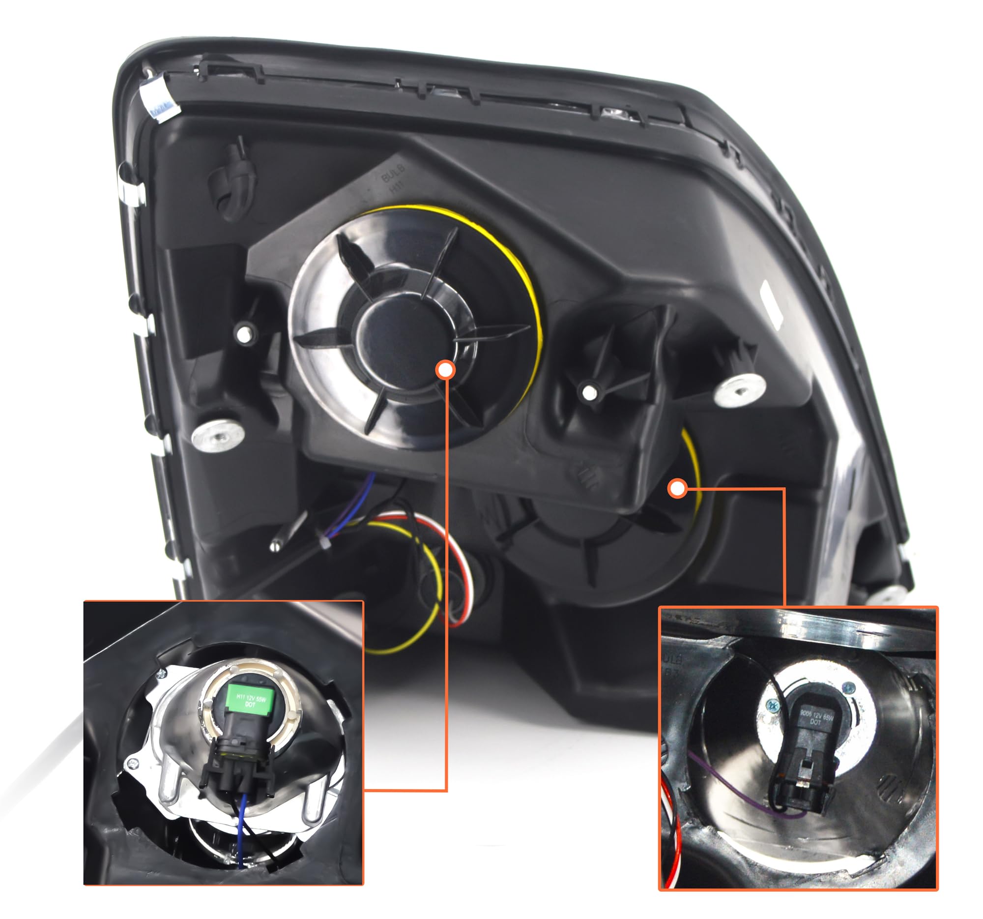 Torque Chrome Headlight Pair Replacement For 2004-2017 Volvo Vnl Semi Trucks [Included All Bulbs] Driver Left And Passenger Right Side Set Assembly Dot Sae Approved Headlamp (Tr063-L, Tr063-R)