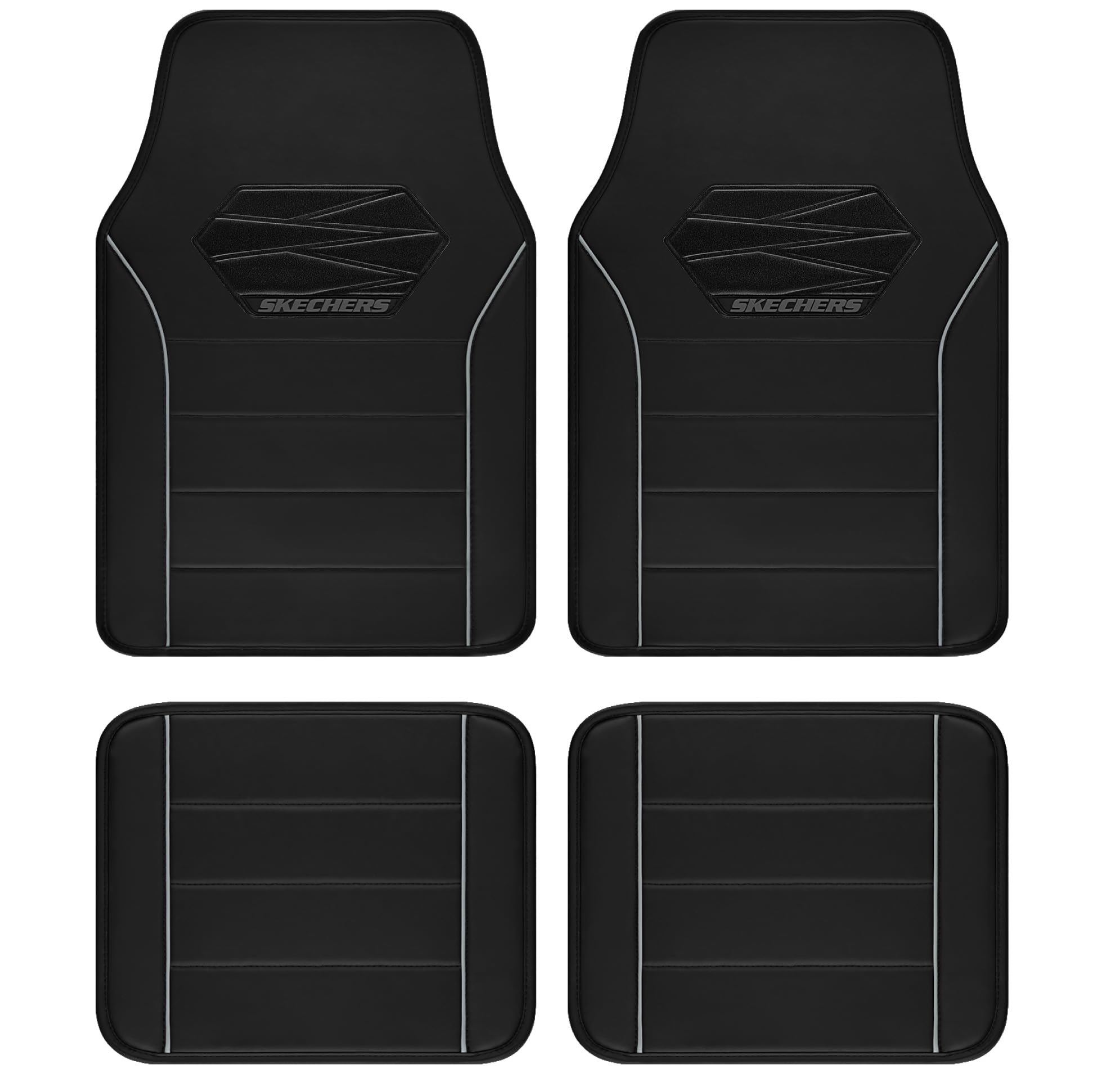 Skechers Memory Foam Car Mats,Leather Piping Floor Mats with Anti-Slip Pad,Universal Waterproof Fit Automotive Floor Mats for SU
