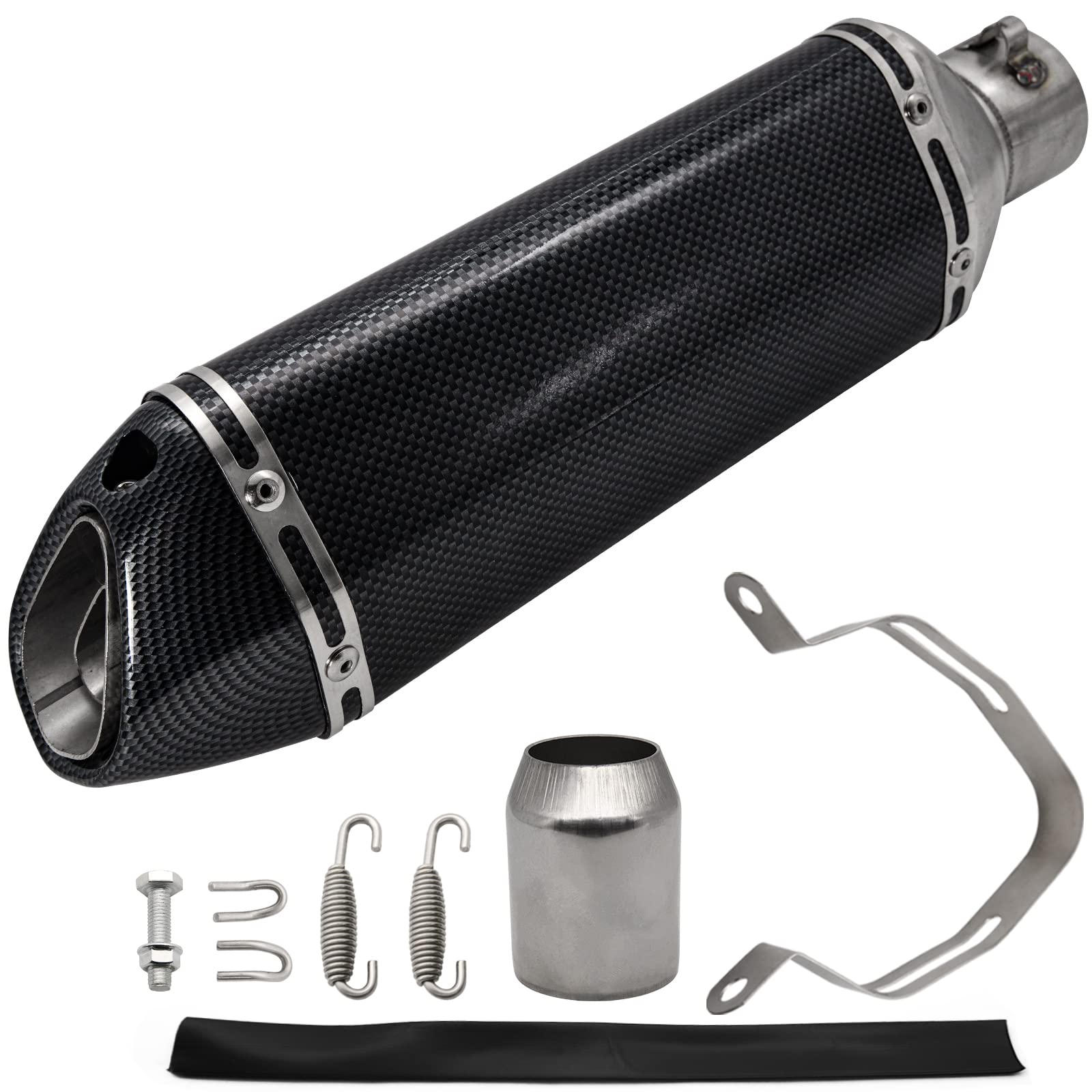 Motorcycle Slip On Muffler,1.5-2' Carbon Fiber Unversal Slip On Silencers & Mufflers For Dirt Bike Street Bike Scooter Atv Racing Pipes