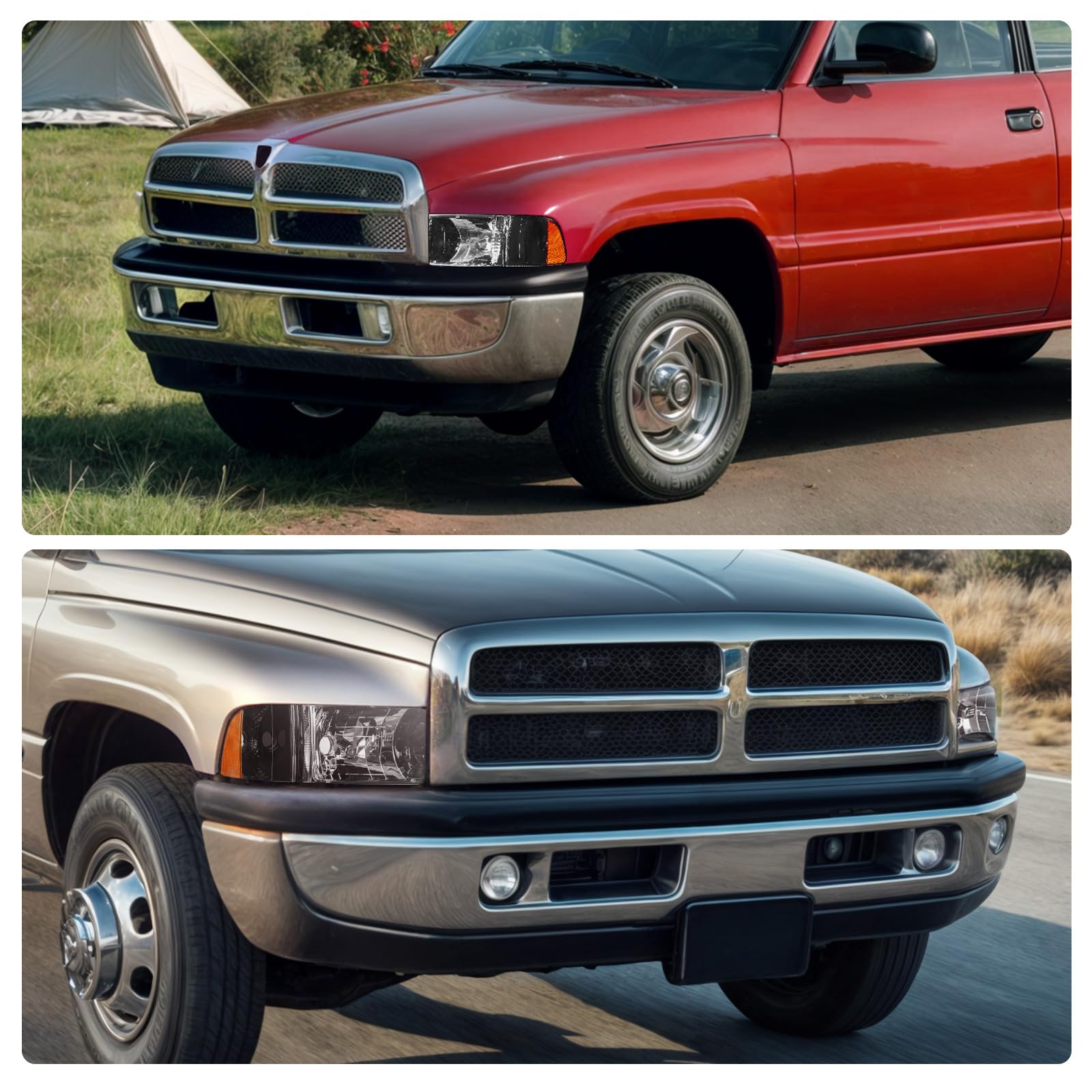 Dwvo Headlights Assembly Compatible With 1994-2001 Dodge Ram 1500/1994 1995 1996 1997 1998 1999 2000 2001 2002 Dodge Ram 2500 35