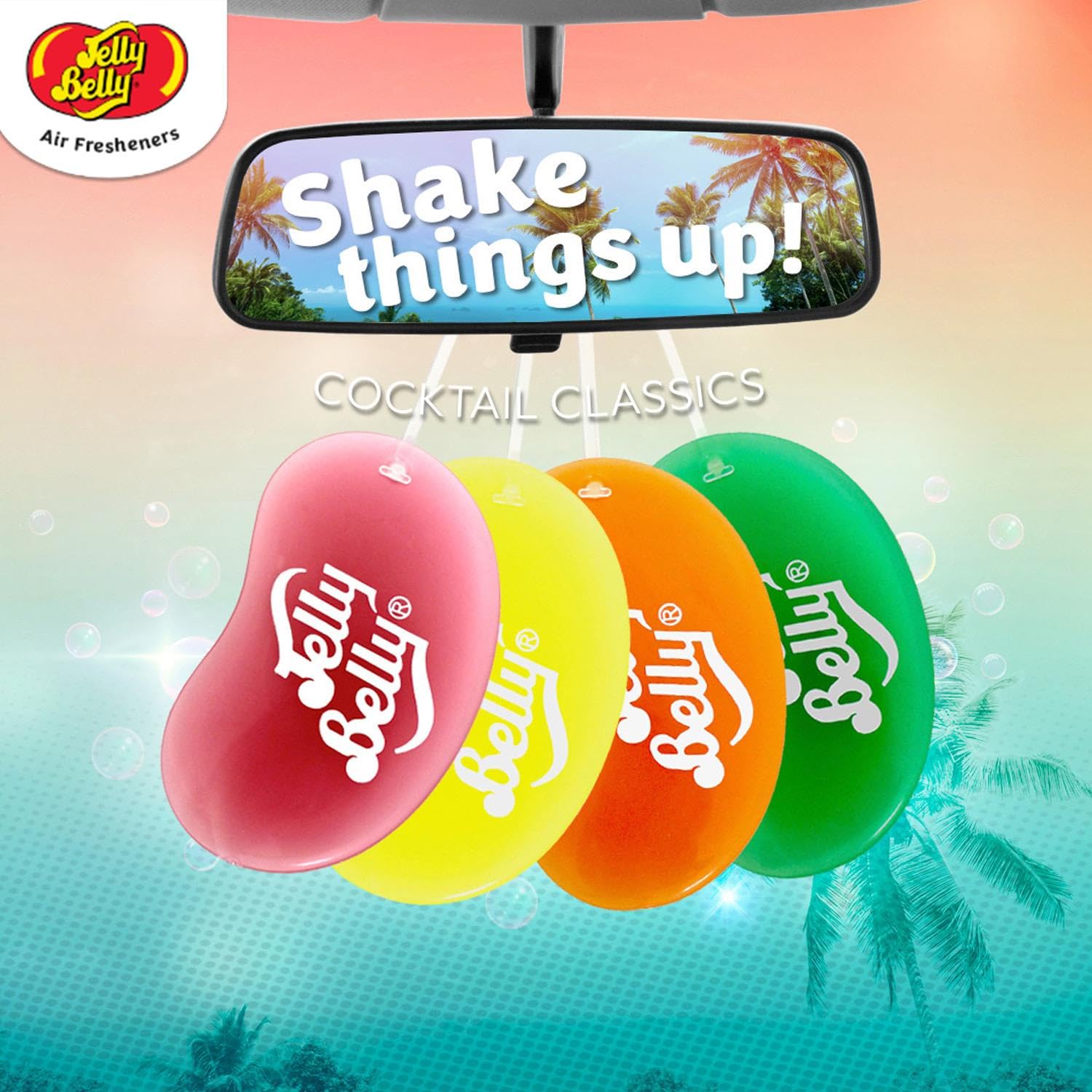 Jelly Belly Car Air Freshener - Bubble Gum, Lasts 30 Days, 1 Count, 3D Hanging Freshener for Car, Home, Office