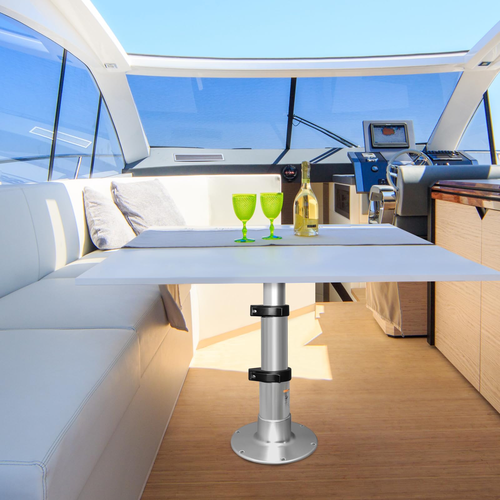 Adjustable RV Table Pedestal Stand Leg with Gas Lift, 3 Levels Pneumatic Table Leg Base Mount for RV Marine Boat Yacht, One-Leg