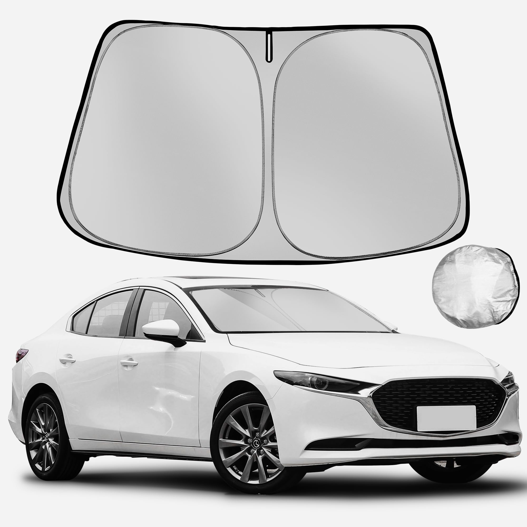 Fonowka Windshield Sun Shade For Mazda 3 2019-2025 Foldable Sun Sunshade For Car Front Window Blocks Uv Rays And Heat Automotive