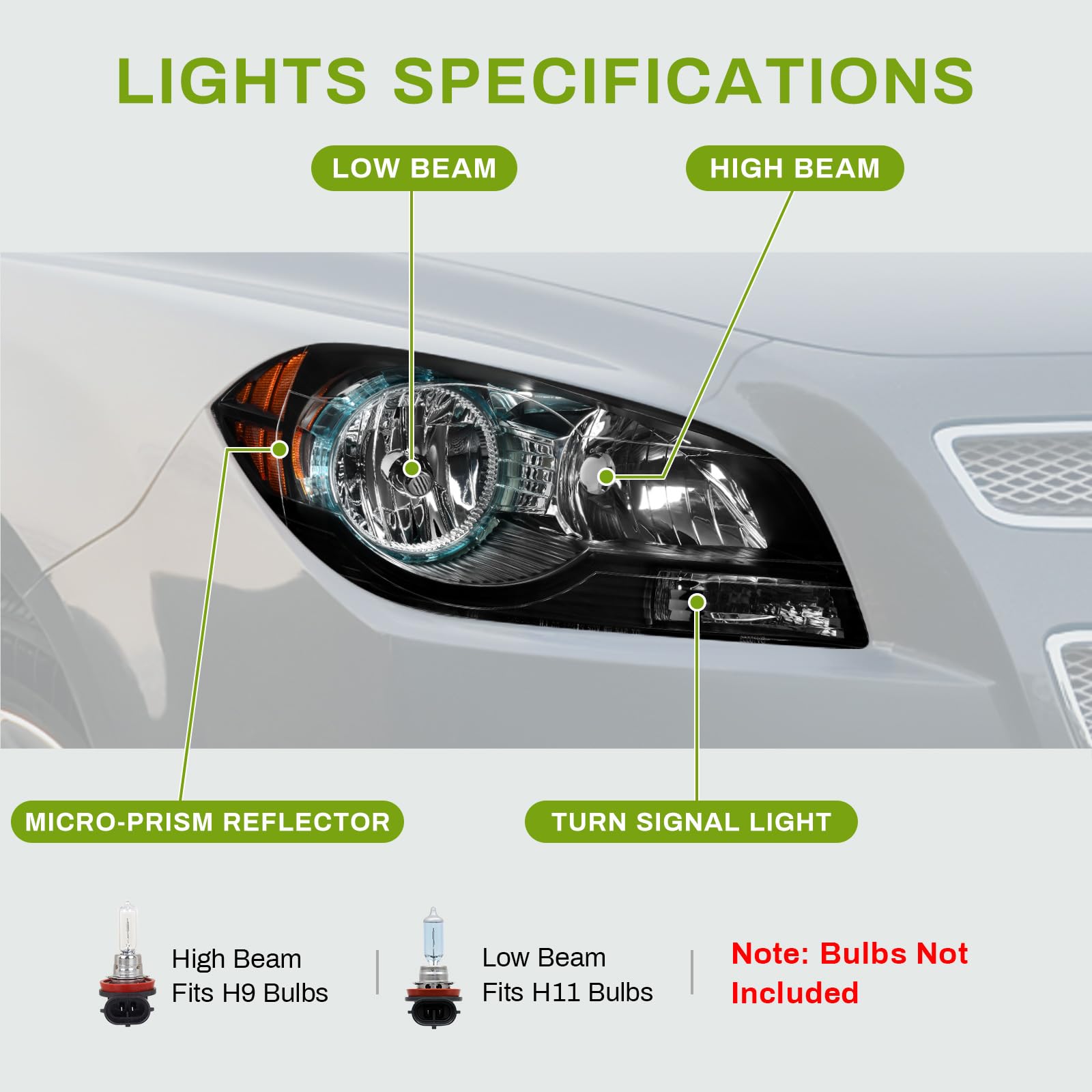 Autosaver88 Headlights Assembly Compatible With 08 09 10 11 12 2008 2009 2010 2011 2012 Chevy Malibu 2008-2012 08-12 Headlamps P