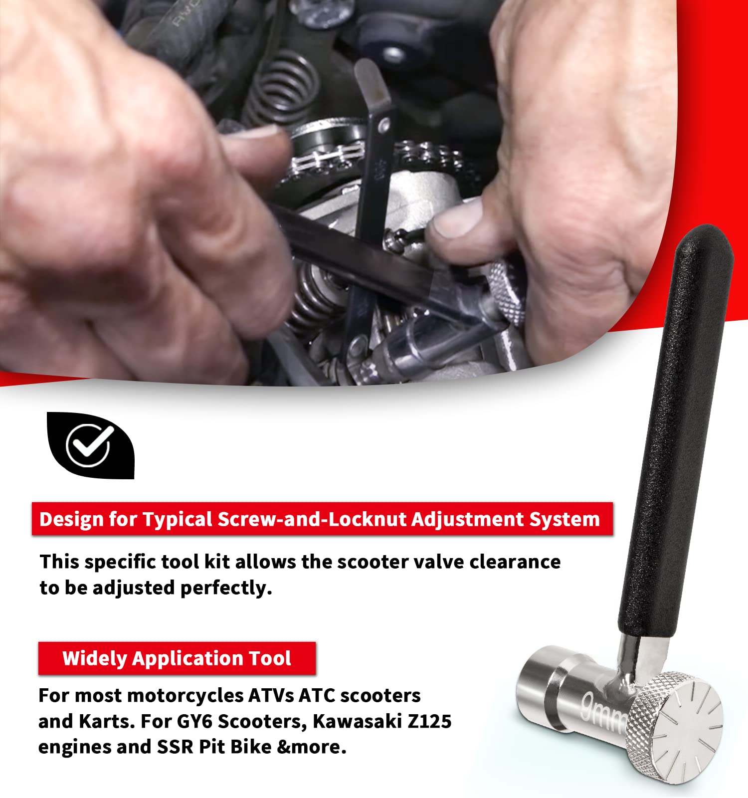 Camoo Valve Clearance Adjustable Wrench And Square Adjuster Tool Kit For Motorcycle Gy6 Scooter Atvs And Atcs Small Engines