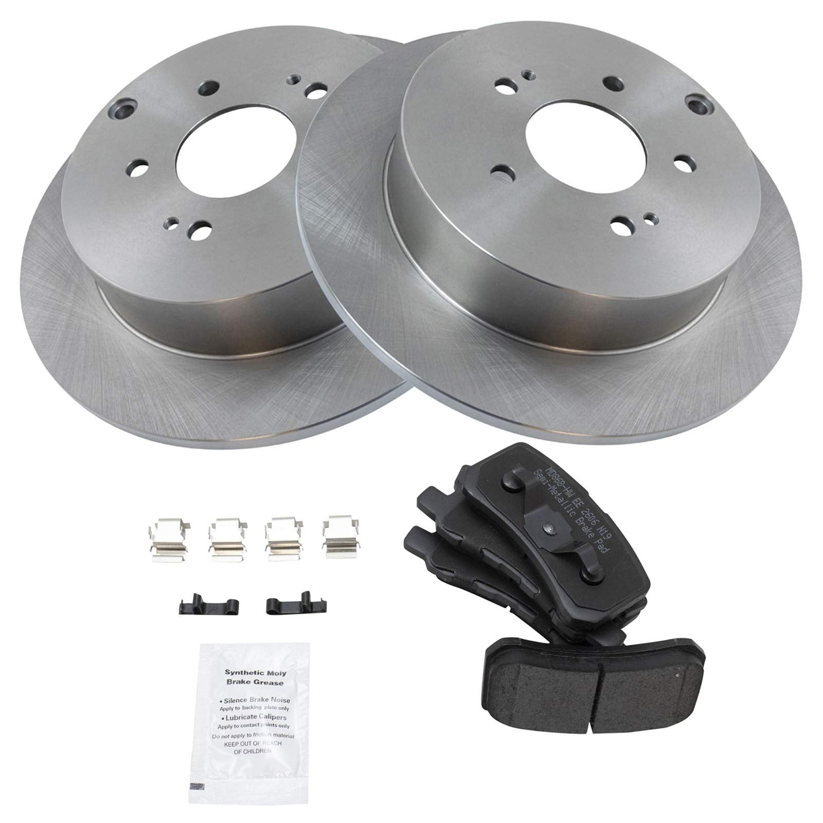 Trq Rear Brake Pad & Rotor Kit Brake Pads Brake Rotor Semi-Metallic Compatible With 2004-2011 Mitsubishi Endeavor