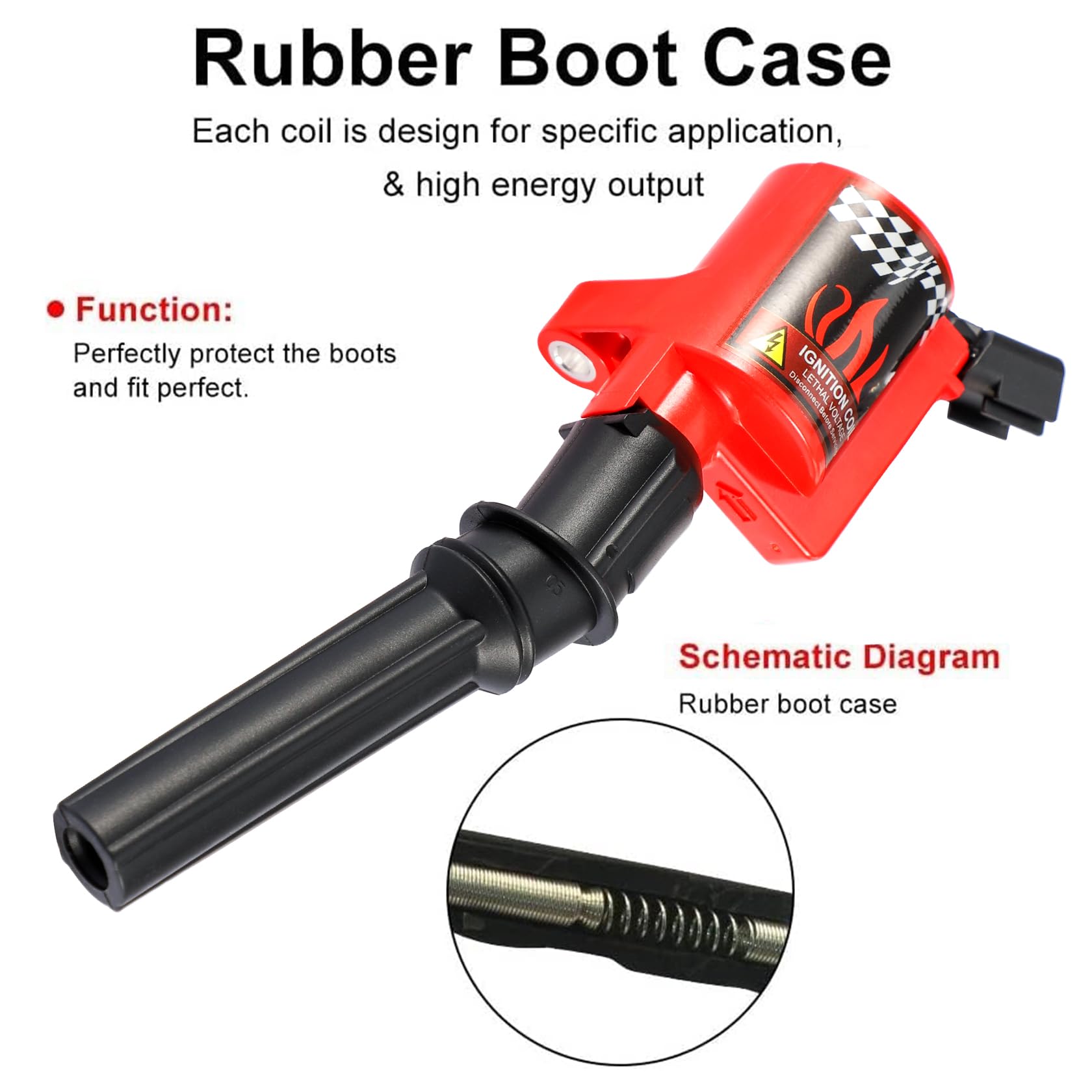 Dg508 Ignition Coil Pack Engine Replacement Parts Curved Boot For Ford E150 E250 E550 F150 F250 F550 4.6L 5.4L 6.8L V8 V10 Linco