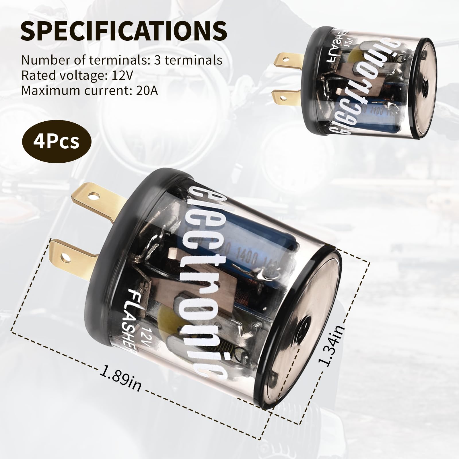 Hbxdeco 4PCS LED Flasher Relay, 2 Pin 12V Heavy Duty LED Turn Signal Relay for Fixing Hyper Flashing, 2 Prong Round Electronic F