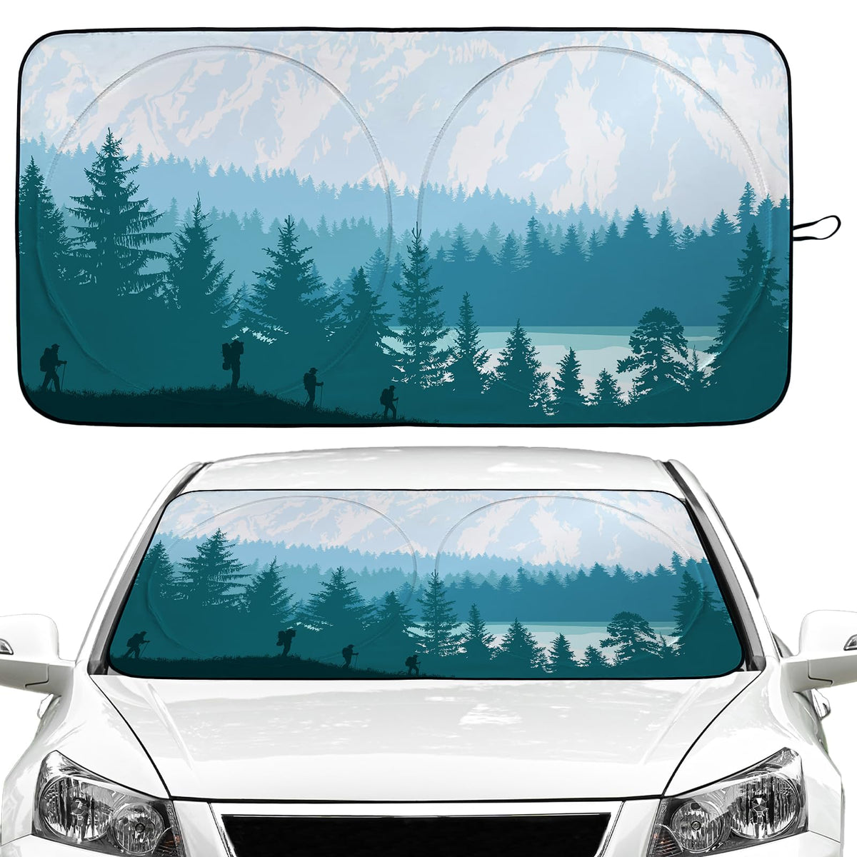 Camping Car Windshield Sun Shade Foldable Sunshade Front Window Cover Sun Visor Protector Accessories for Truck SUV (59x27.5 inc