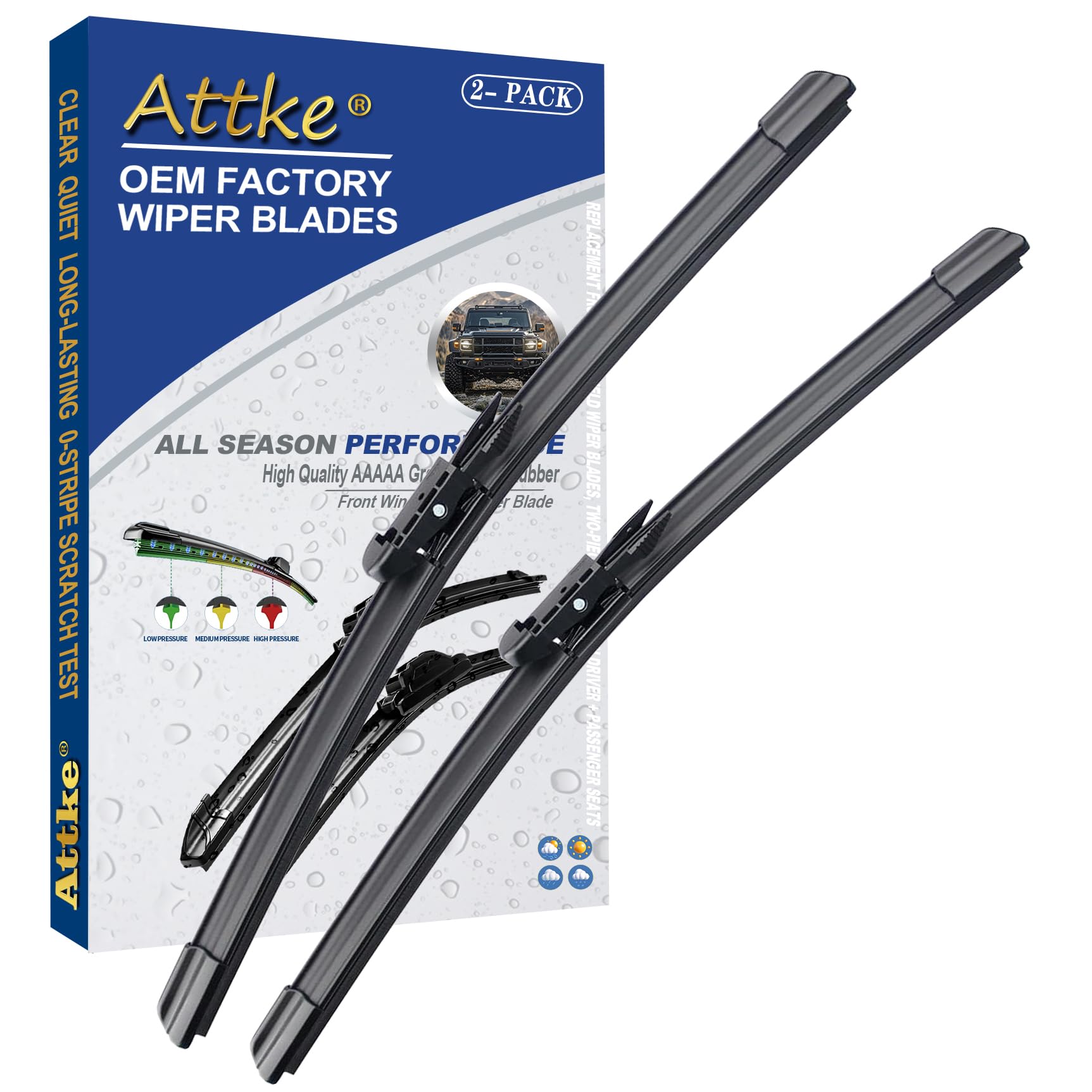 Attke 26'' + 22'' Oem Quality Front Windscreen Wiper Blades For Ford Explorer 2011-2018/Toyota Sequoia 2008-2018/Oe Original Sty